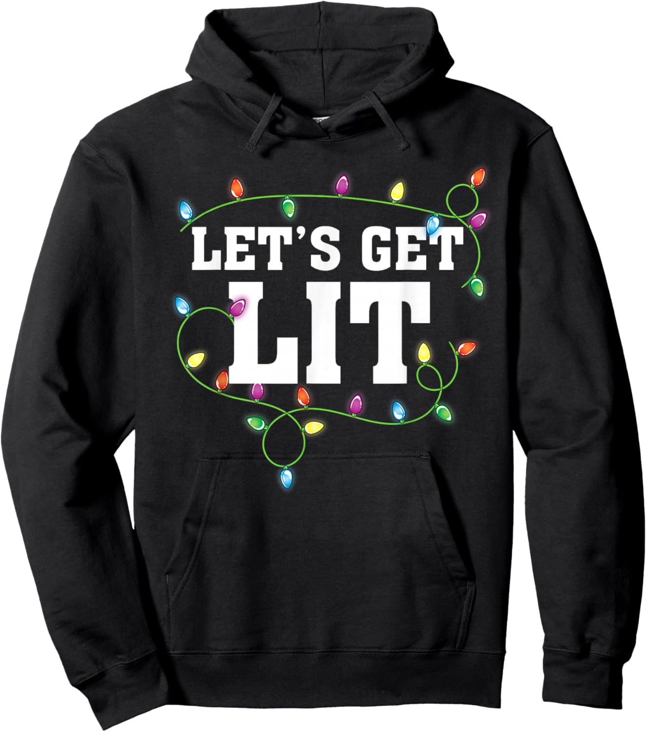 Christmas Funny Cute Let's Get Lit Xmas Hoodie - Hoodie | Black