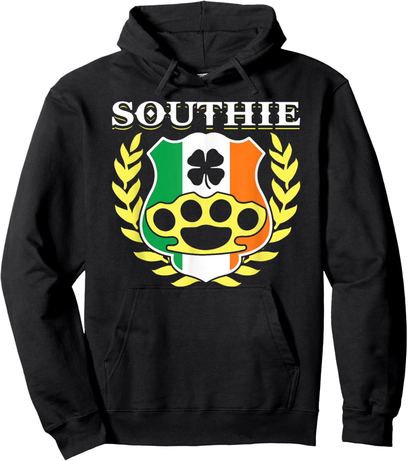 Southie Irish Flag Celebration St Patricks Day Cool Novelty Hoodie - Hoodie | Black
