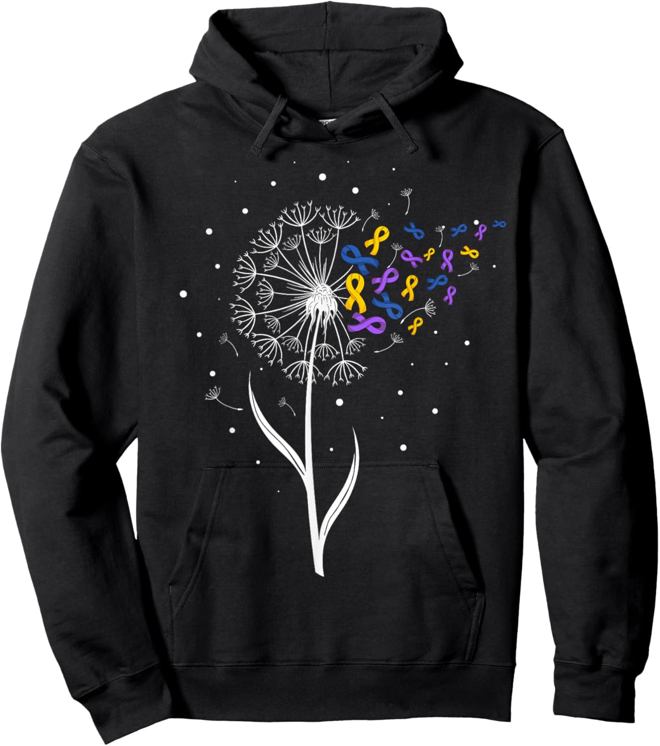 Bladder Cancer Awareness Ribbon & Dandelion Survivor Warrior Hoodie - Hoodie | Black