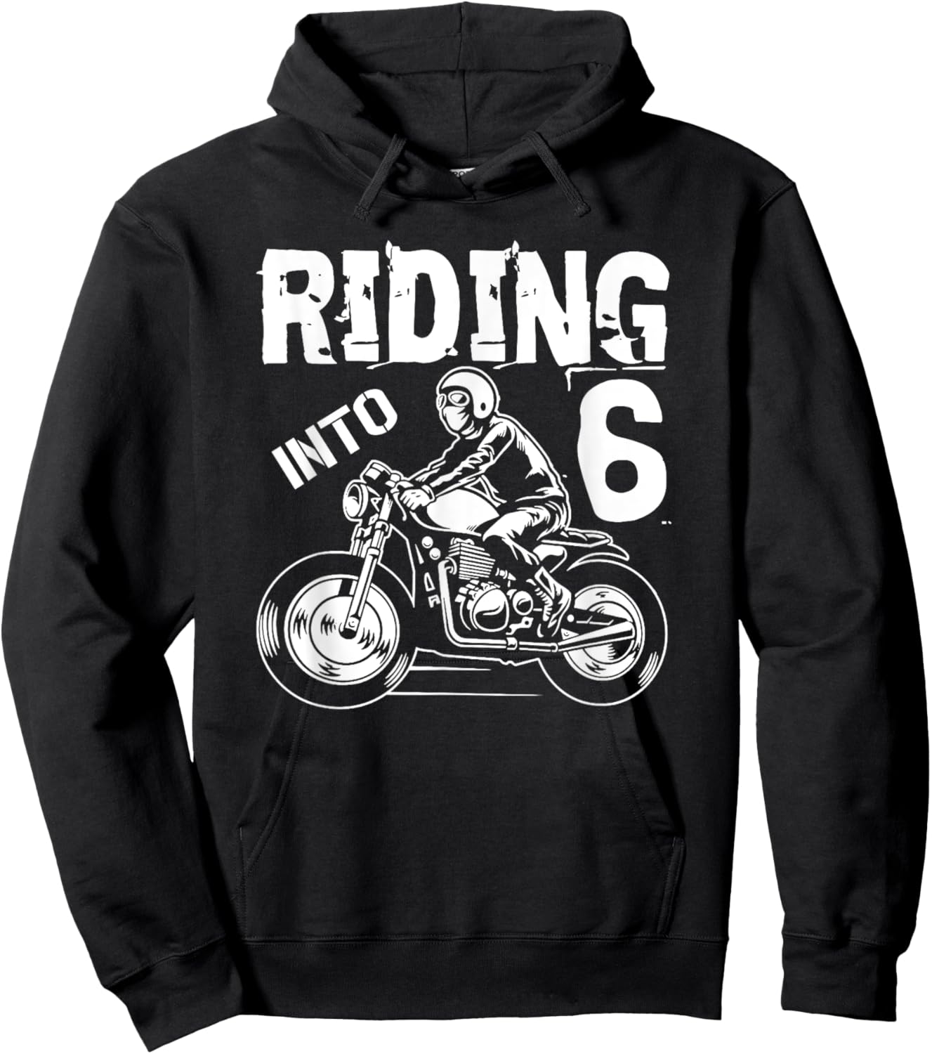 Riding Into 6 Years Old 6th Birthday Kids Motorcycle Party Hoodie - Hoodie | Black