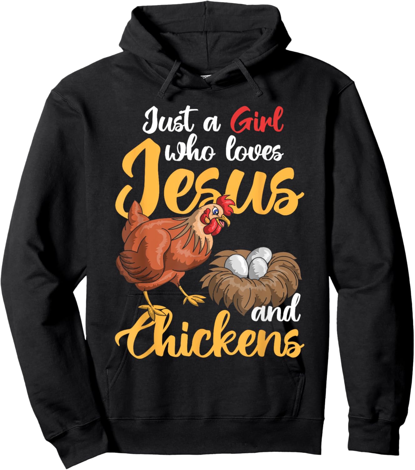 Just A Girl Who Loves Jesus And Chickens Farmer Women Jesus Hoodie - Hoodie | Black