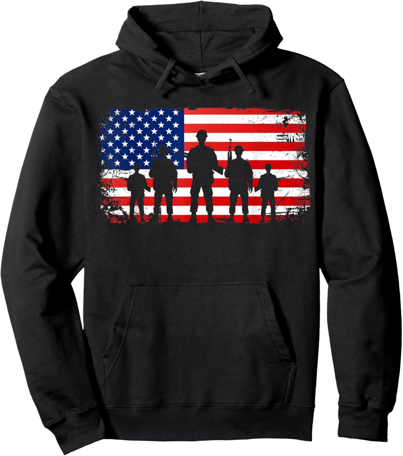 Thank You Patriotic Veteran Memorial Day 4th Of July US Flag Hoodie - Hoodie | Black