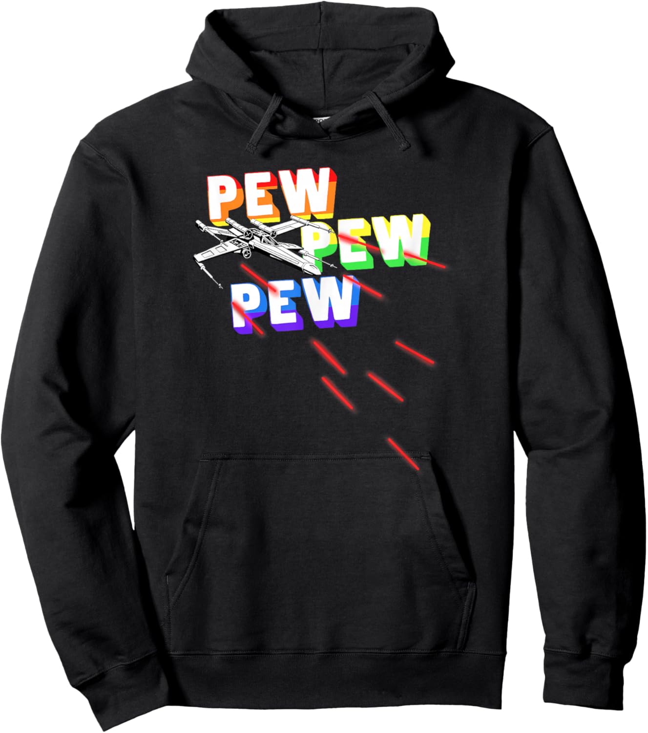 Star Wars X-Wing Pew Pew Pew Rainbow Hoodie - Hoodie | Black