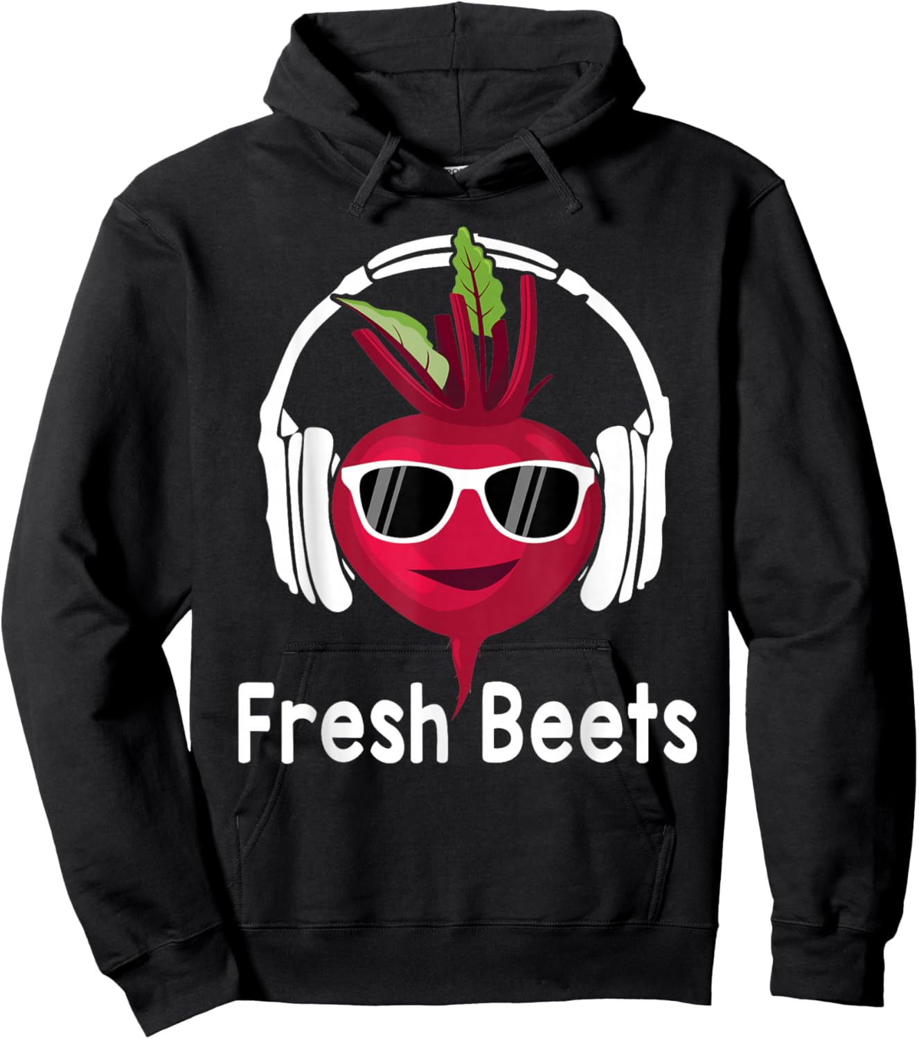 Fresh Beets - Funny Cool Beetroot Headphone Music Beat Pun Hoodie - Hoodie | Black