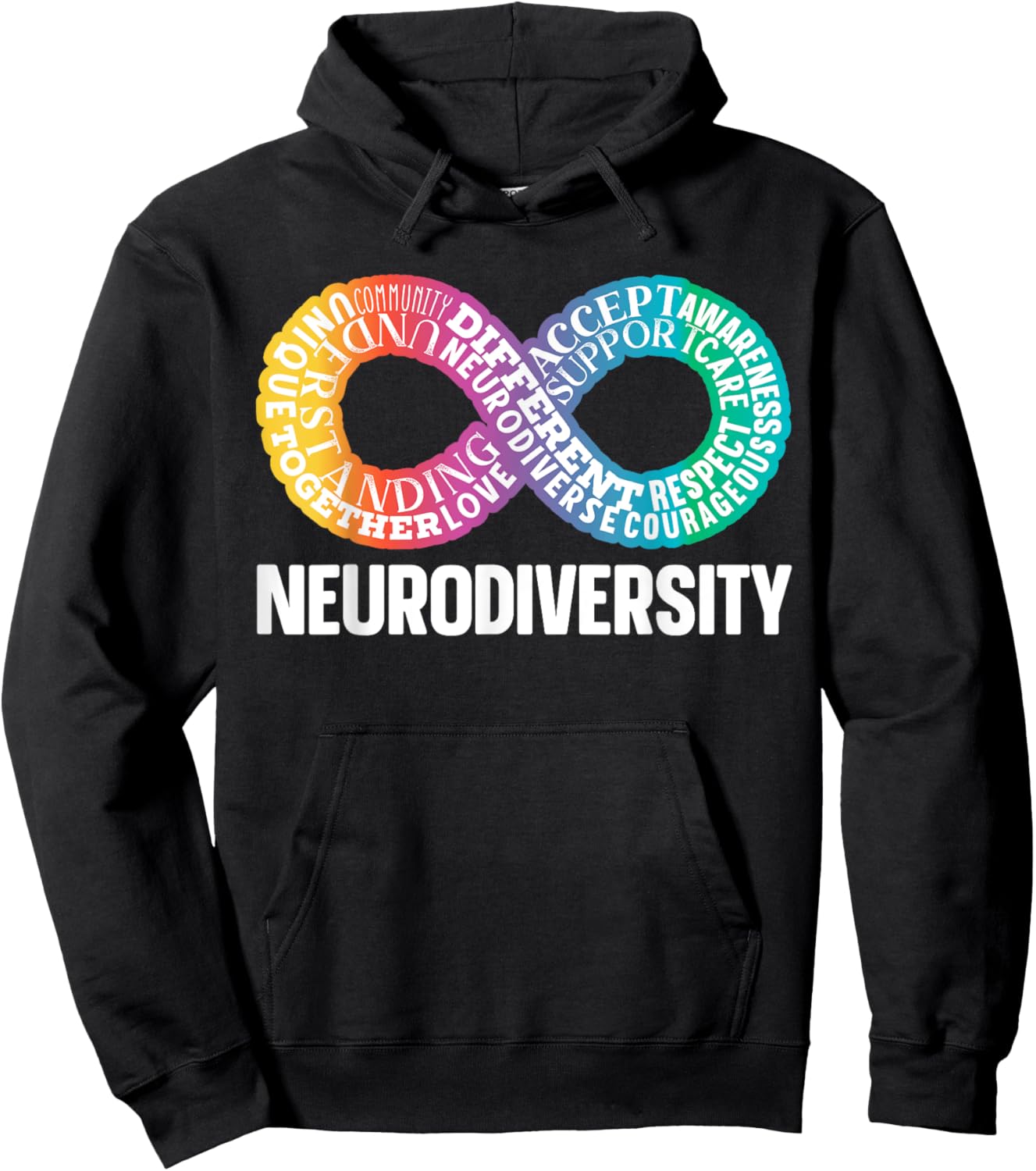 Neurodiversity Neurodivergent Rainbow Infinity ADHD ASD Hoodie - Hoodie | Black