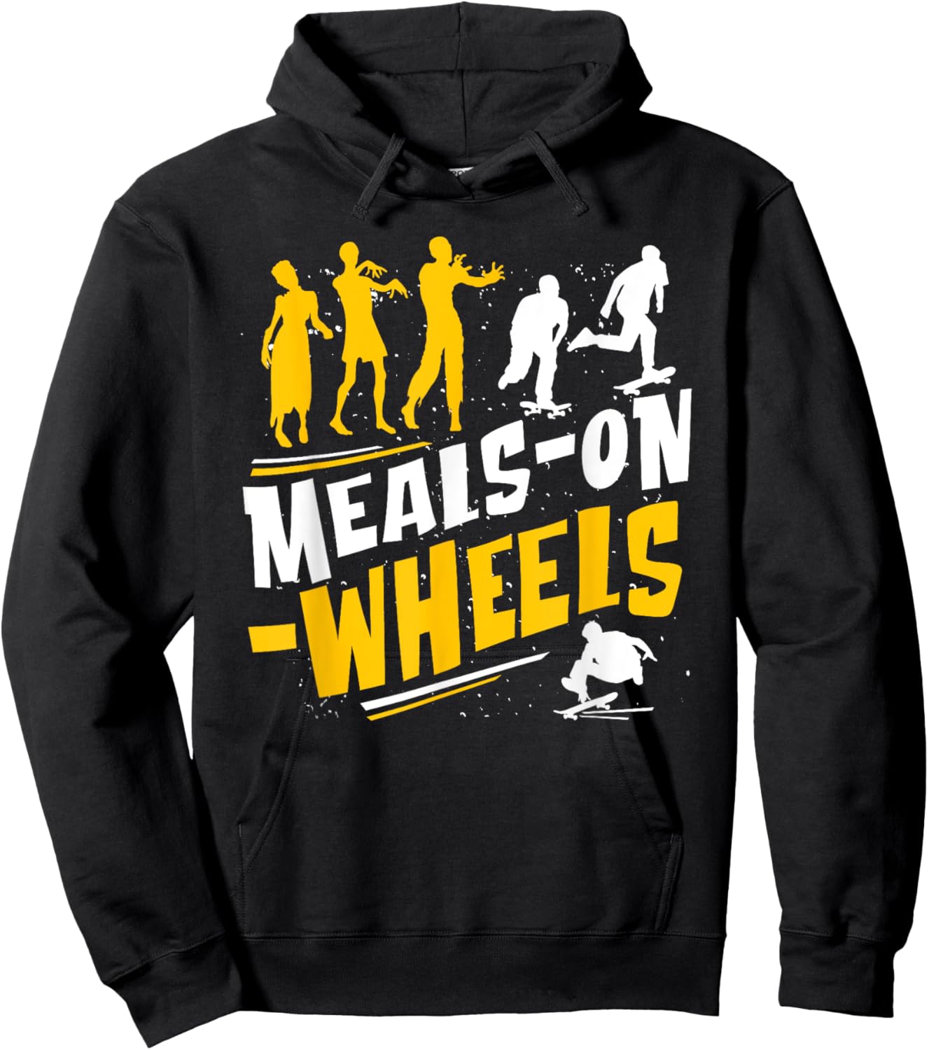 Meals-on-Wheels Funny zombie and Skateboarder Graphic Hoodie - Hoodie | Black