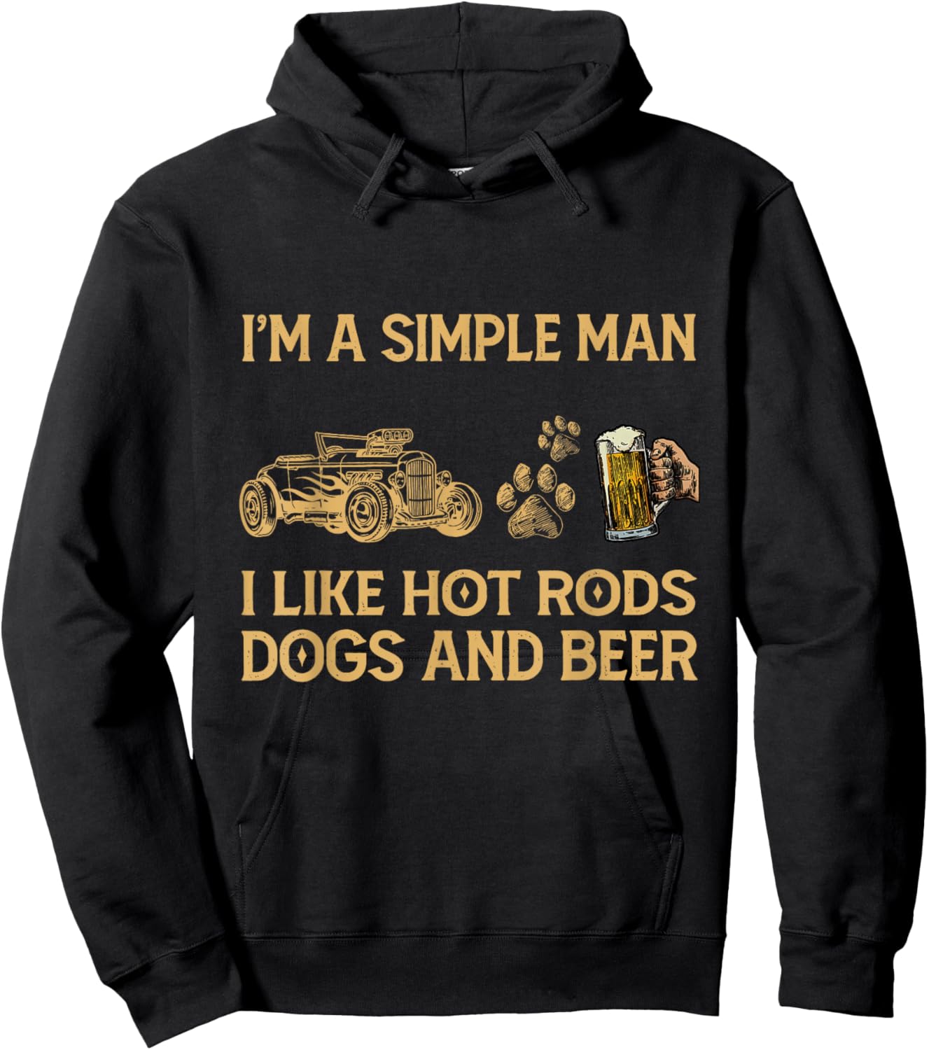 Truck I'm A Simple Man I like Hot Rods Dogs And Beer Hoodie - Hoodie | Black