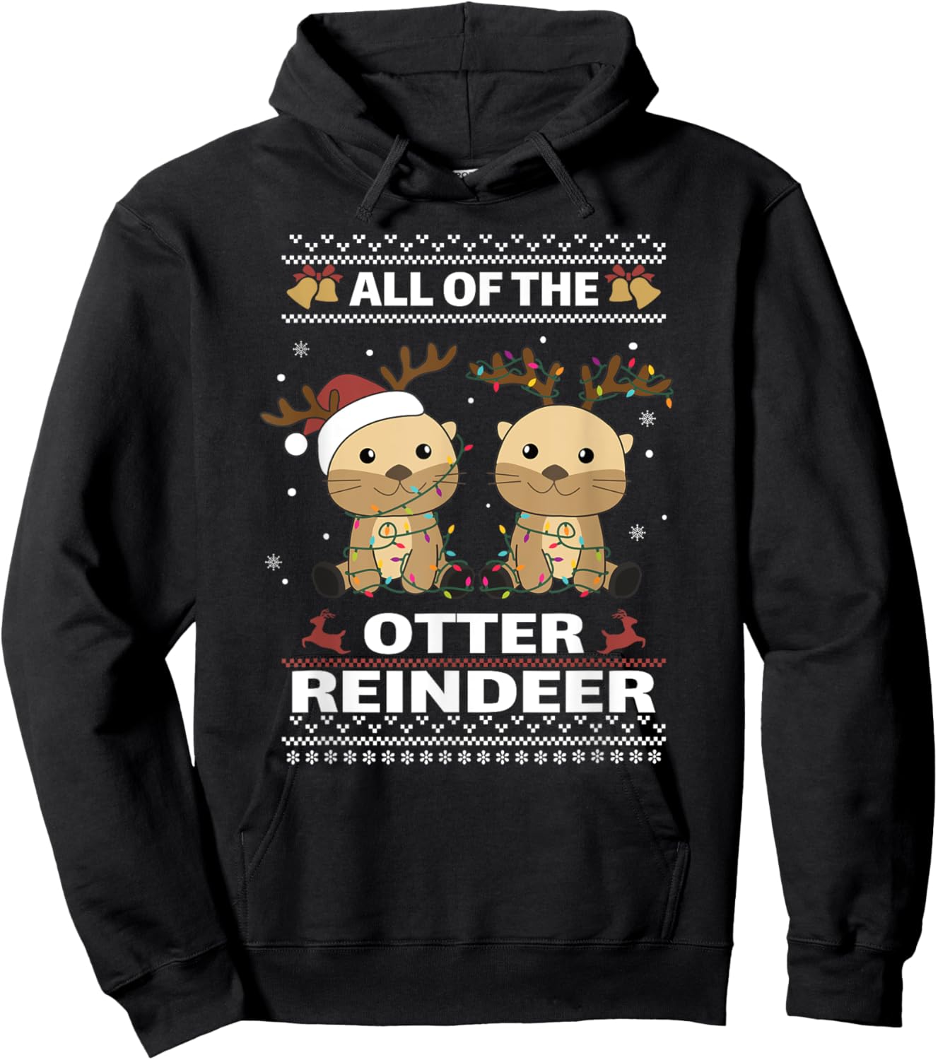 All Of The Otter Reindeer Sweet christmas Otters Hoodie - Hoodie | Black