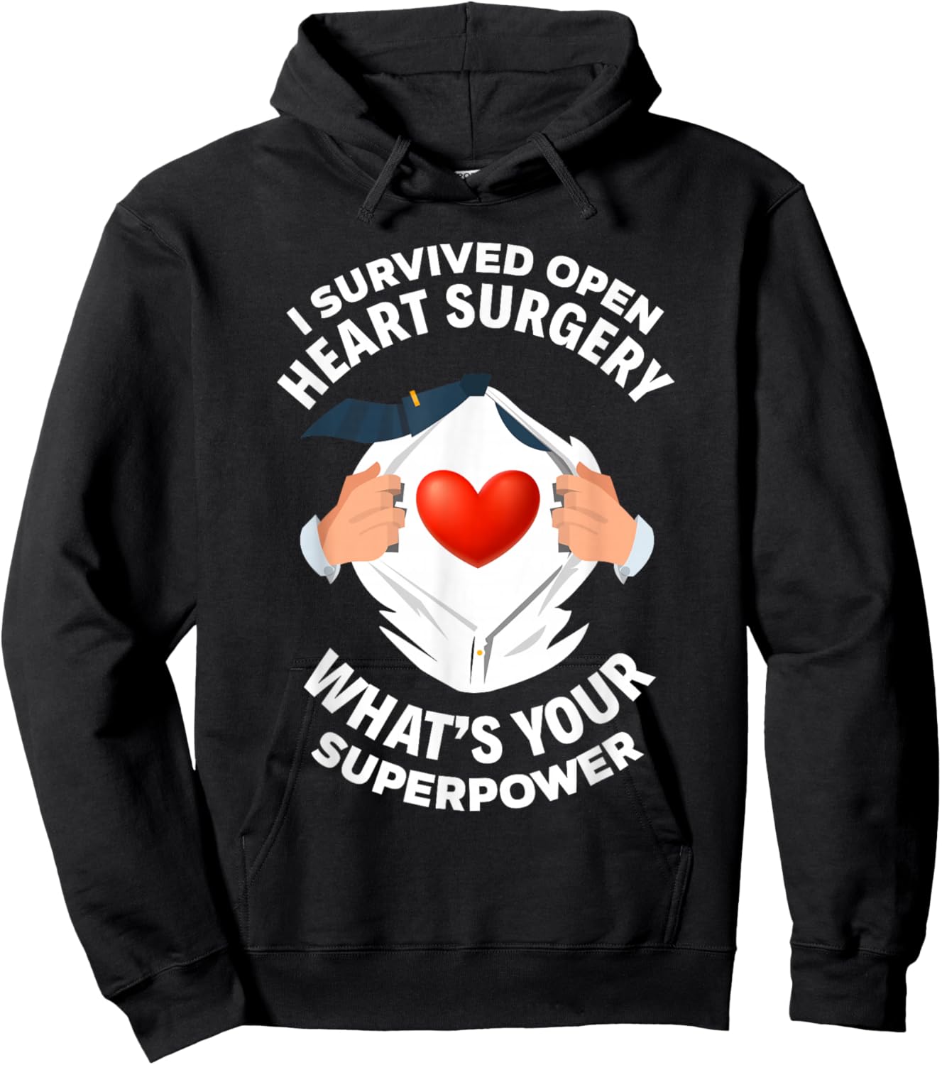 I Survived Open Heart Surgery Funny Bypass Heart Survivor Hoodie - Hoodie | Black