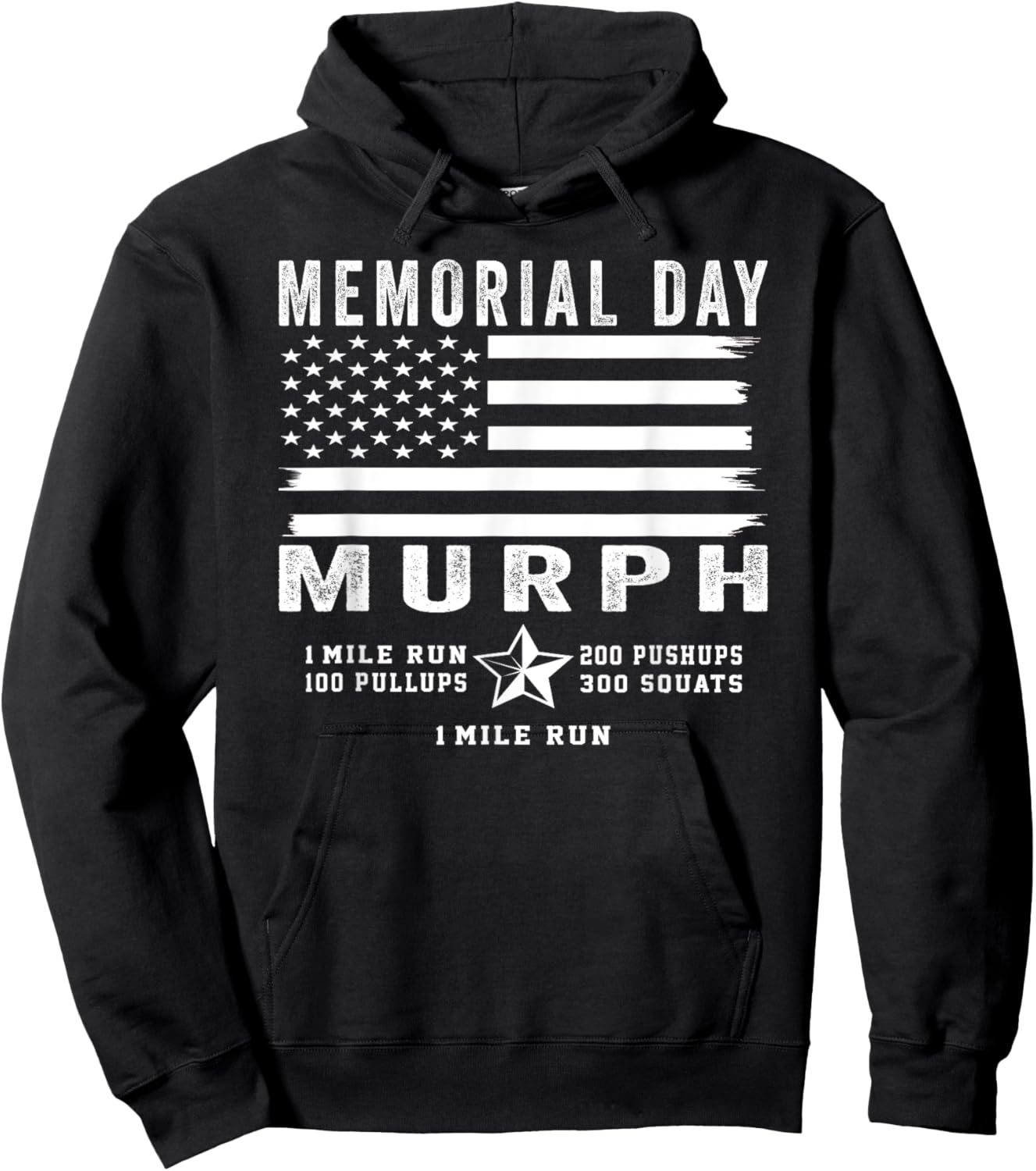 Murph Challenge Memorial Day Workout Gym US Flag Patriotic Hoodie - Hoodie | Black