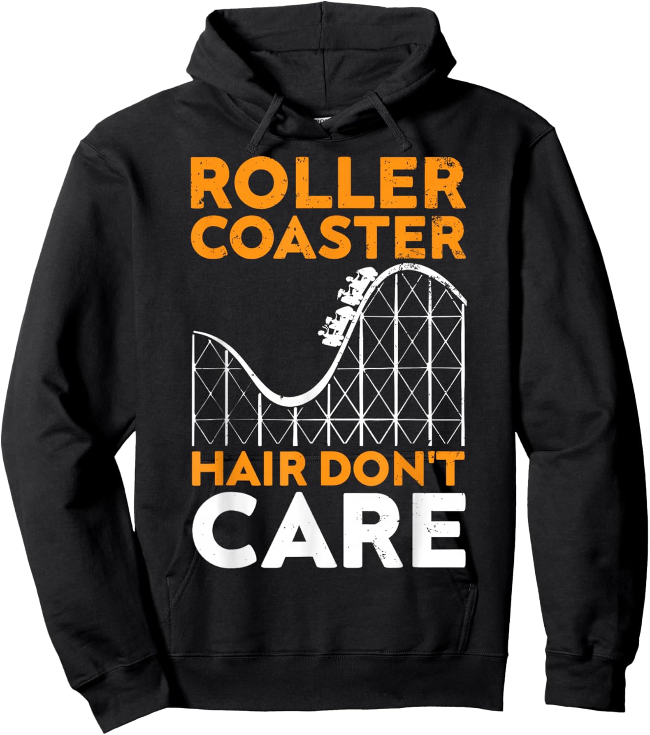 Coaster Hair Don't Care, Funny Roller Coaster Amusement Park Hoodie - Hoodie | Black
