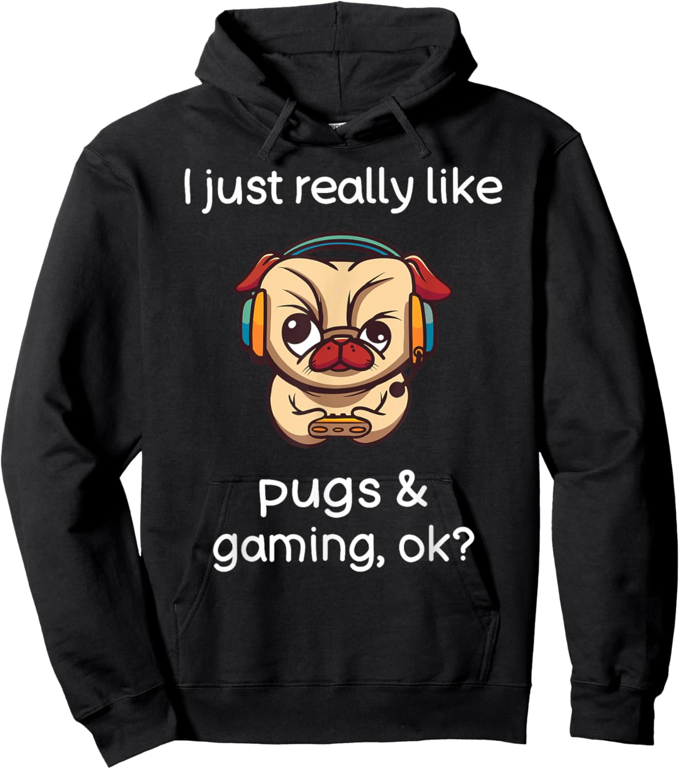Gamer Shirt Funny Pug Lover Video Games Dog Pug Gaming Hoodie - Hoodie | Black