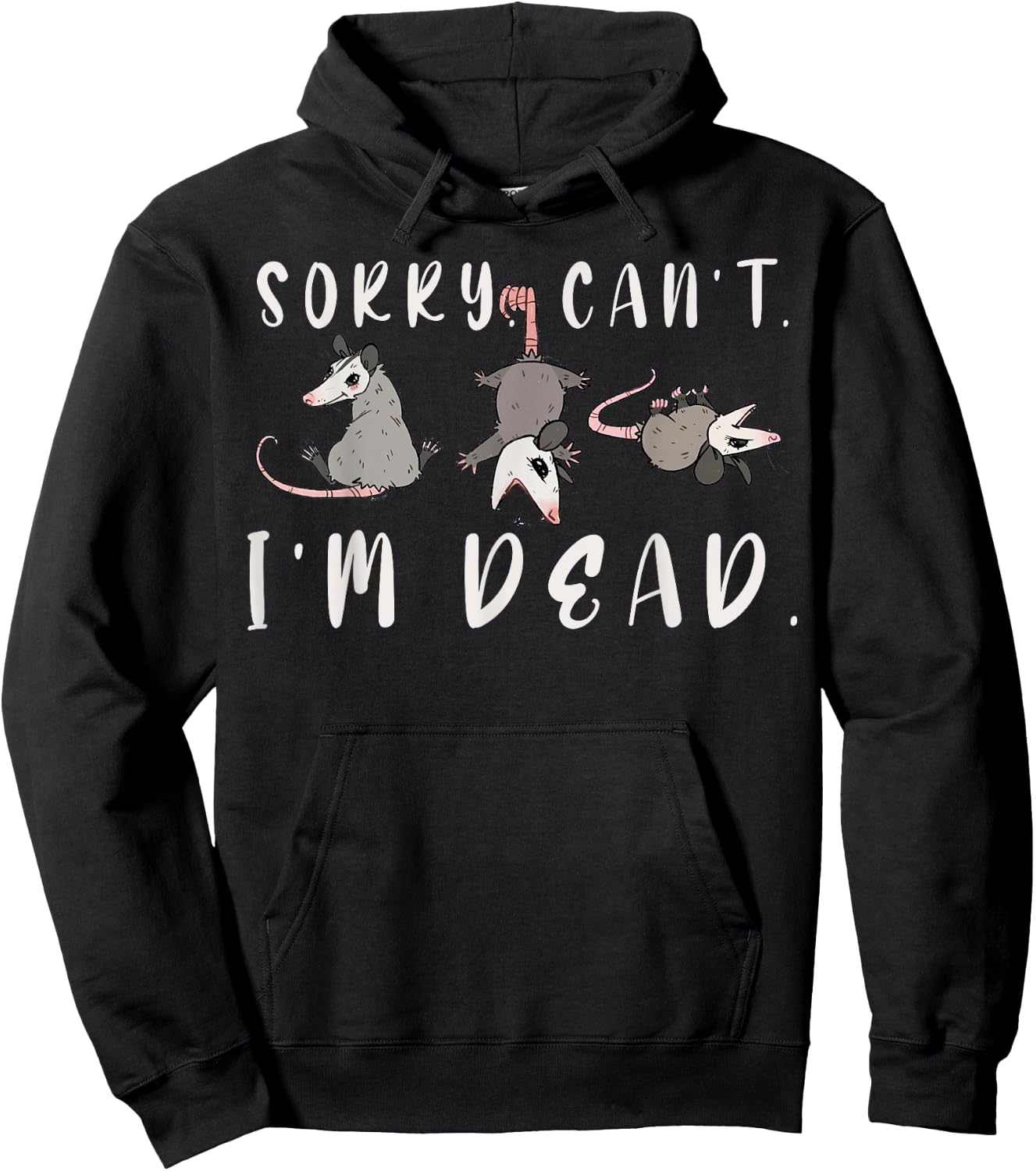 Sorry Can't Possum Dead Funny Opossum Fake Death Trash Meme Hoodie - Hoodie | Black