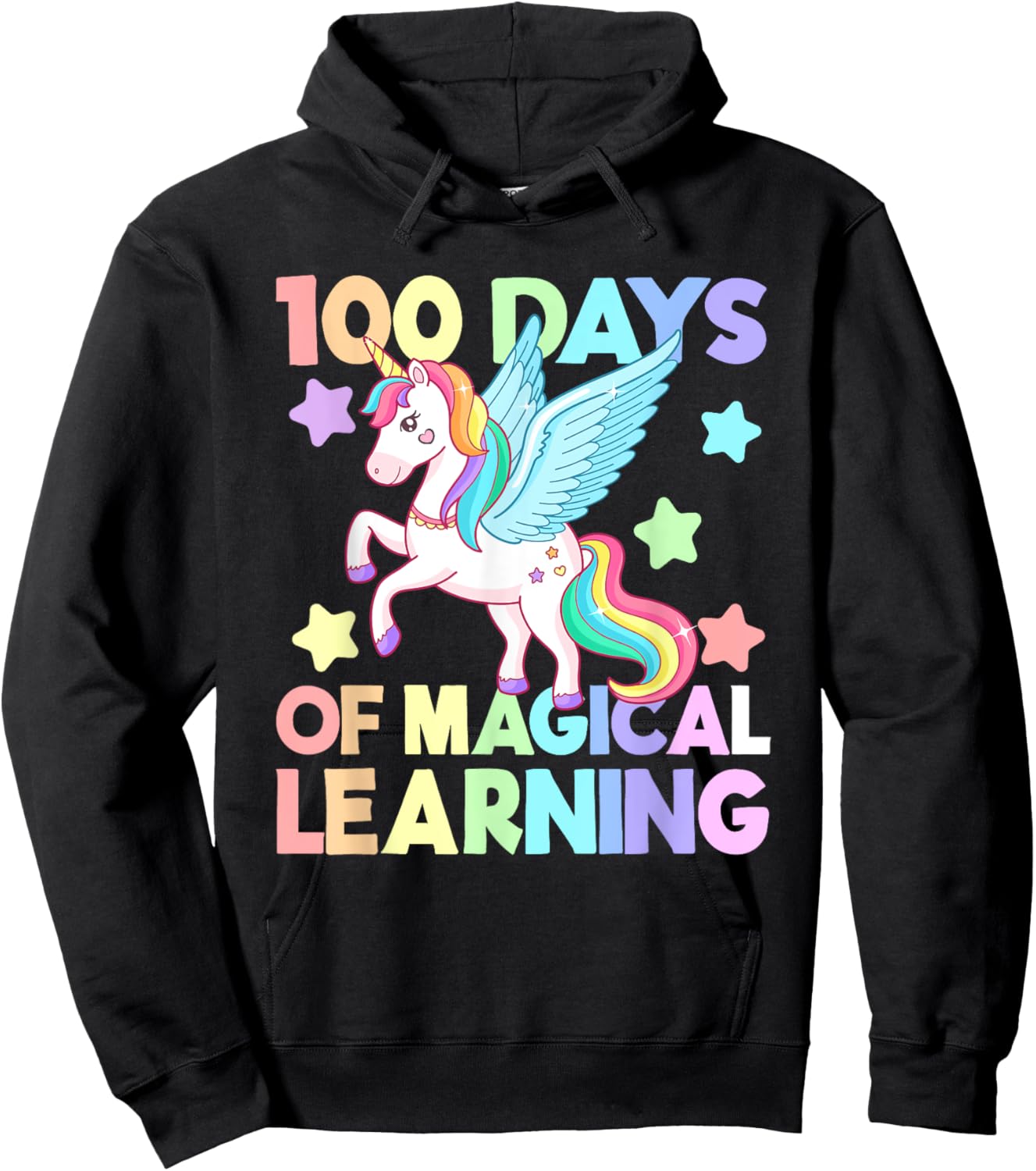 100 Days Of Magical Learning , 100 Days Of School Unicorn Hoodie - Hoodie | Black