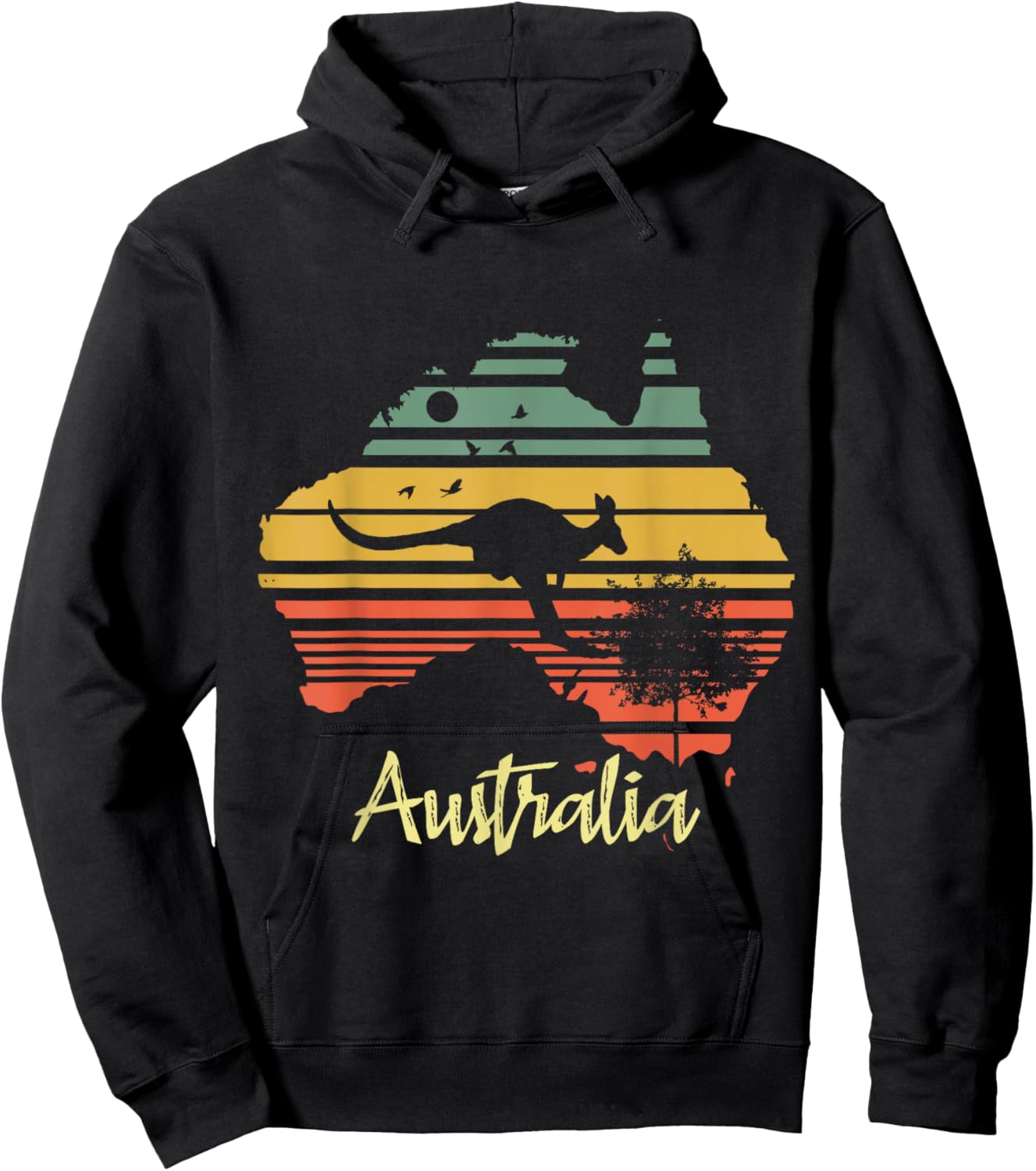 Vintage Land Map Australia Day Australian Kangaroo Hoodie - Hoodie | Black