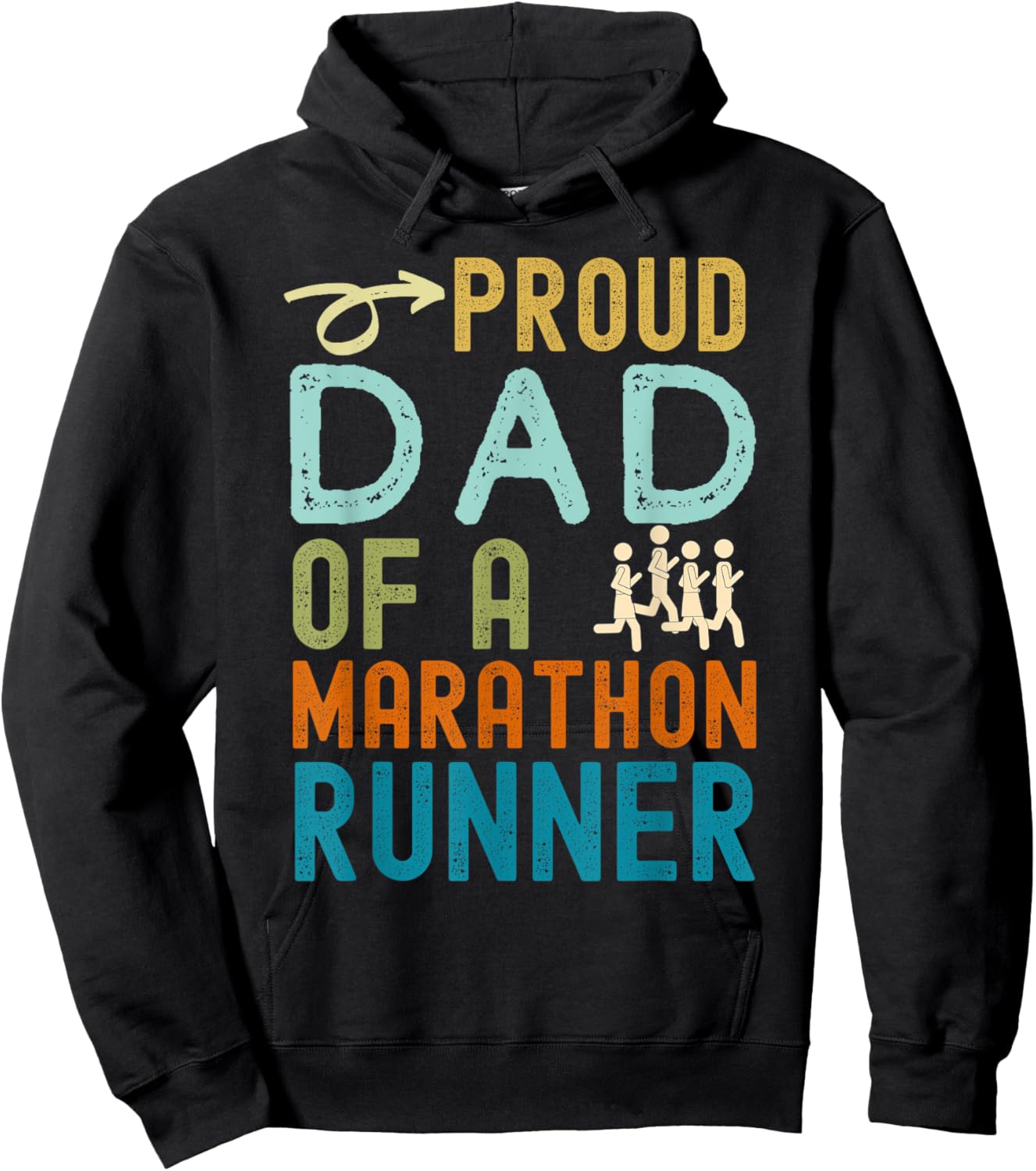 Proud Dad of a marathon runner retro vintage distressed Hoodie - Hoodie | Black