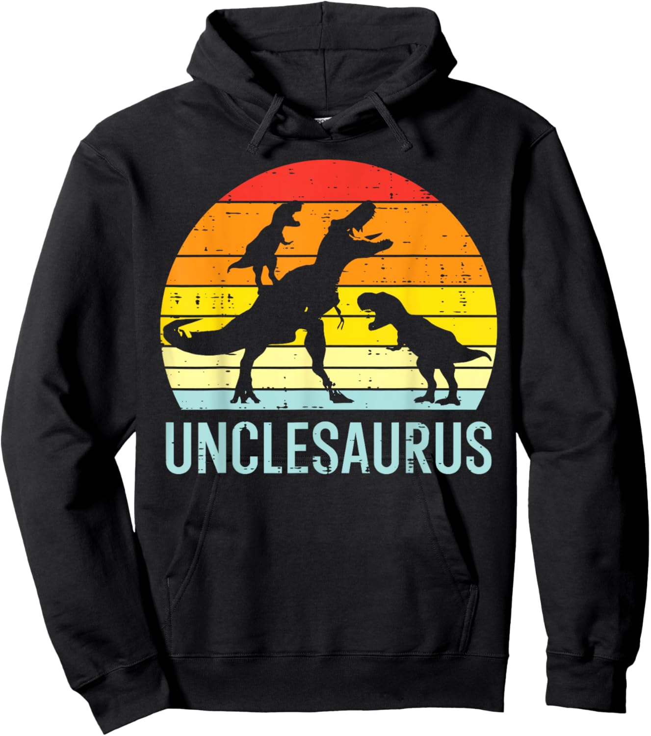 Unclesaurus Trex Uncle Sunset Retro Fathers Day Dinosaur Men Hoodie - Hoodie | Black