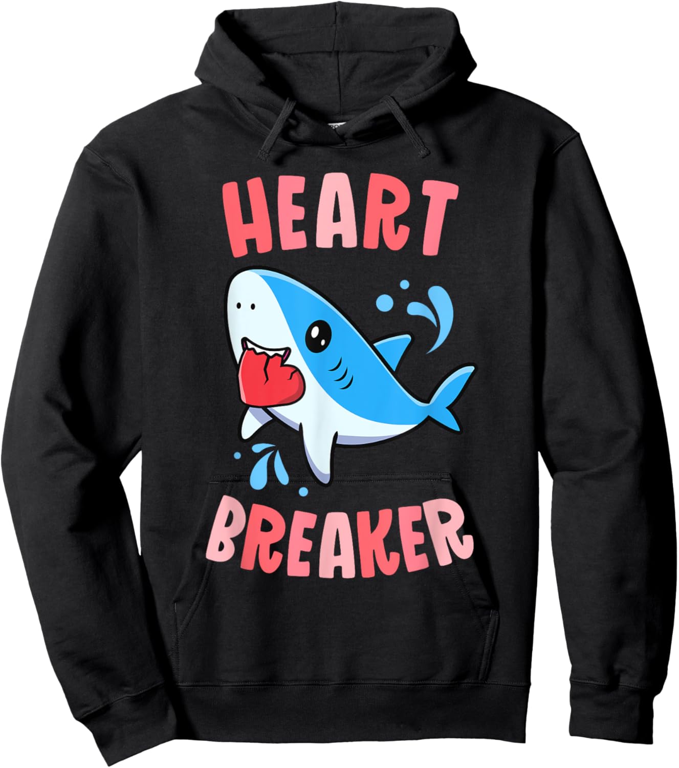 Heart Breaker Funny Valentines Day Kawaii Shark Boys Hoodie - Hoodie | Black