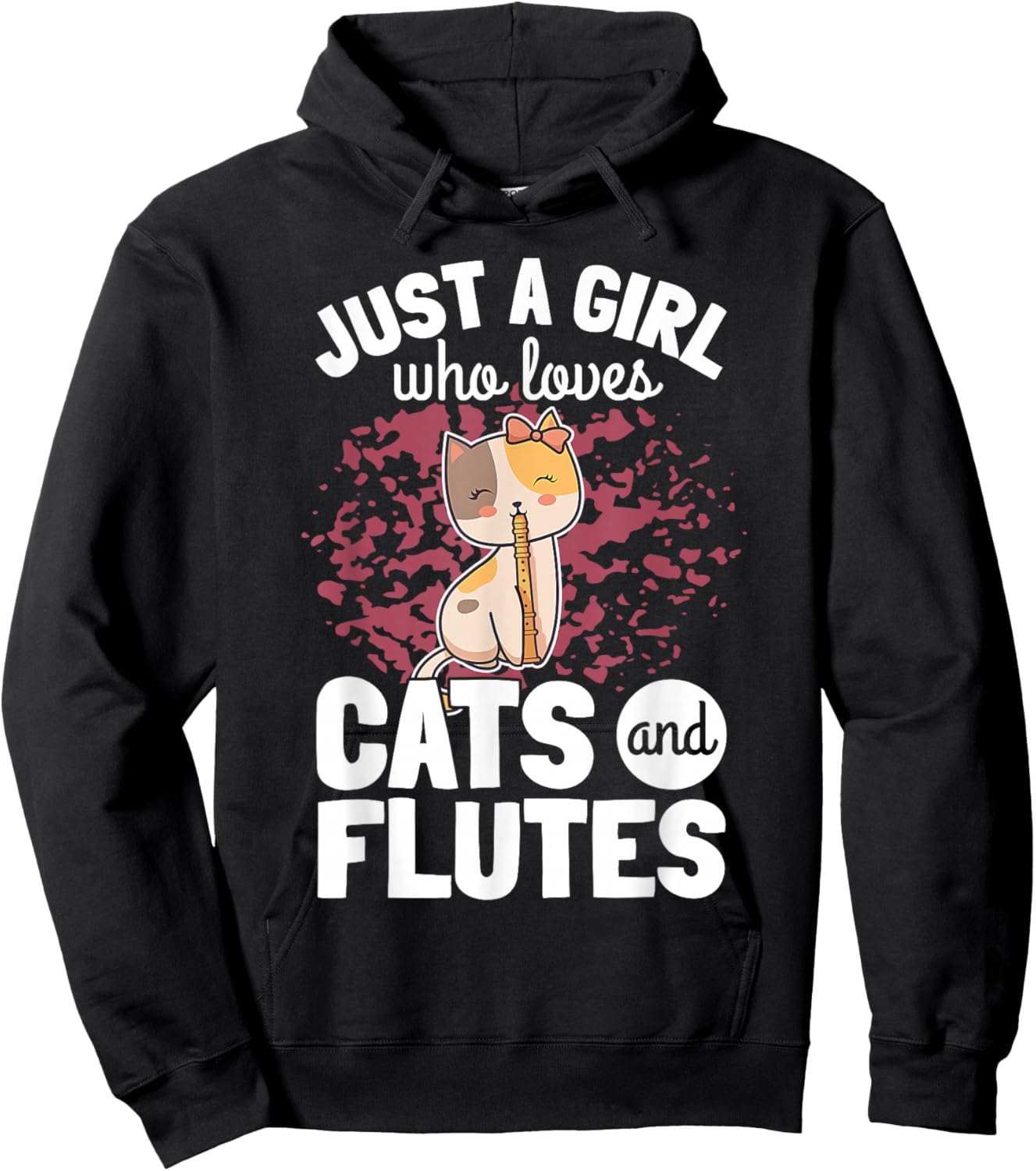 Flten-Geschenke Cat Plays Flute - Men's Black Small Classic Fit Short Sleeve - Flute Player - Casual Vacation Wear - Cute Theme Hoodie - Hoodie | Black