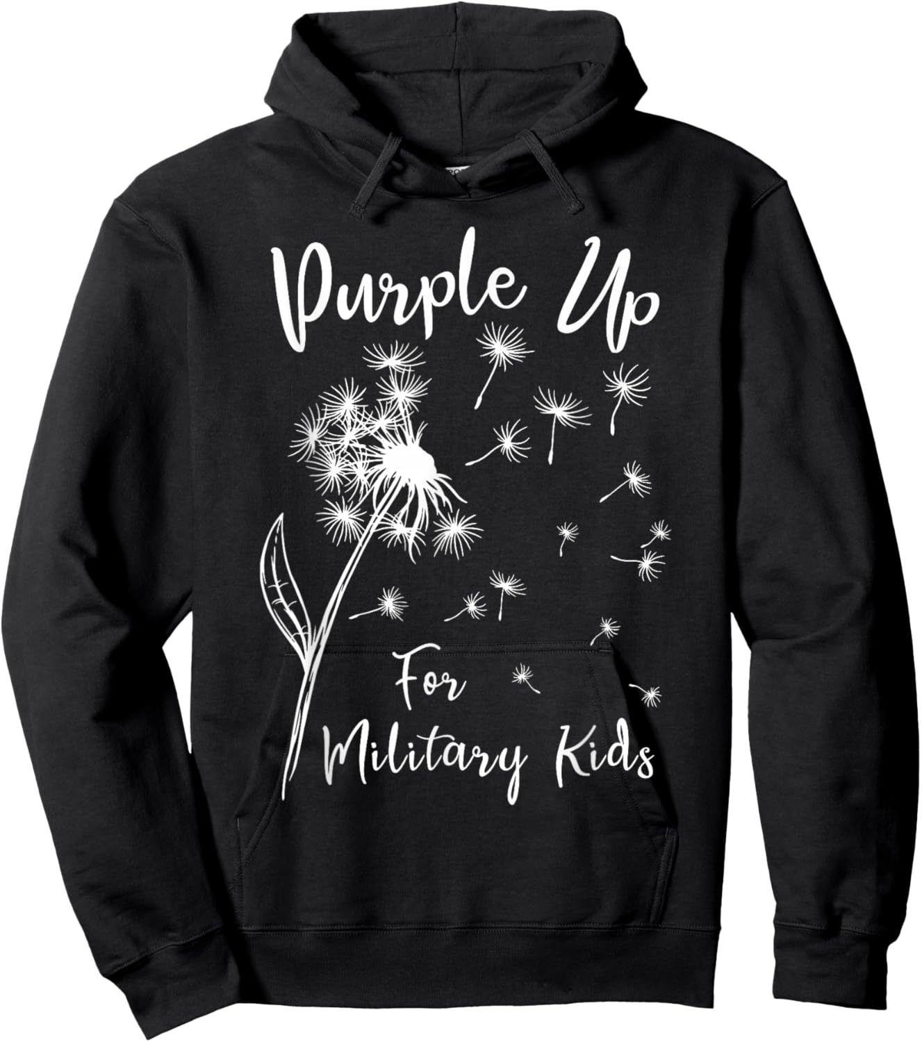 Dandelion Purple Up For Military Kids Army Child Month Hoodie - Hoodie | Black
