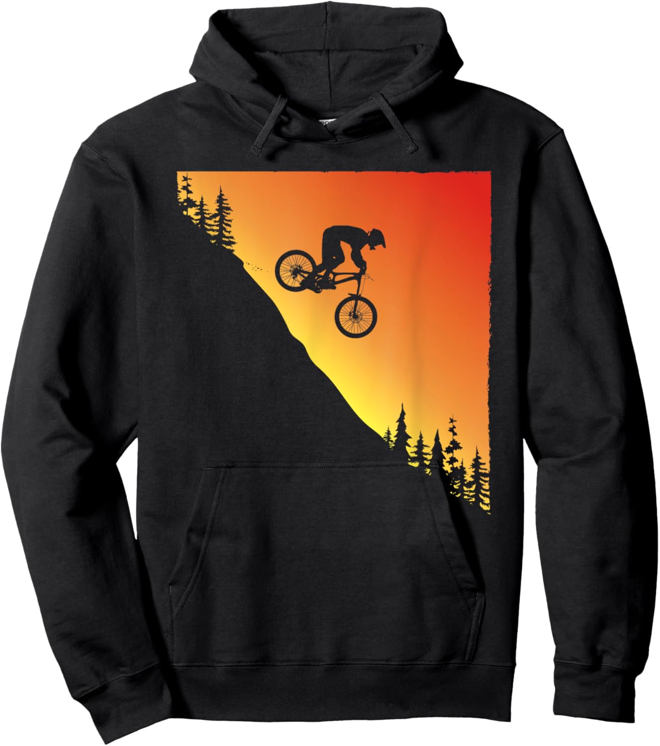 Mountain Bike Downhill Biking Retro Sunset Graphic Hoodie - Hoodie | Black