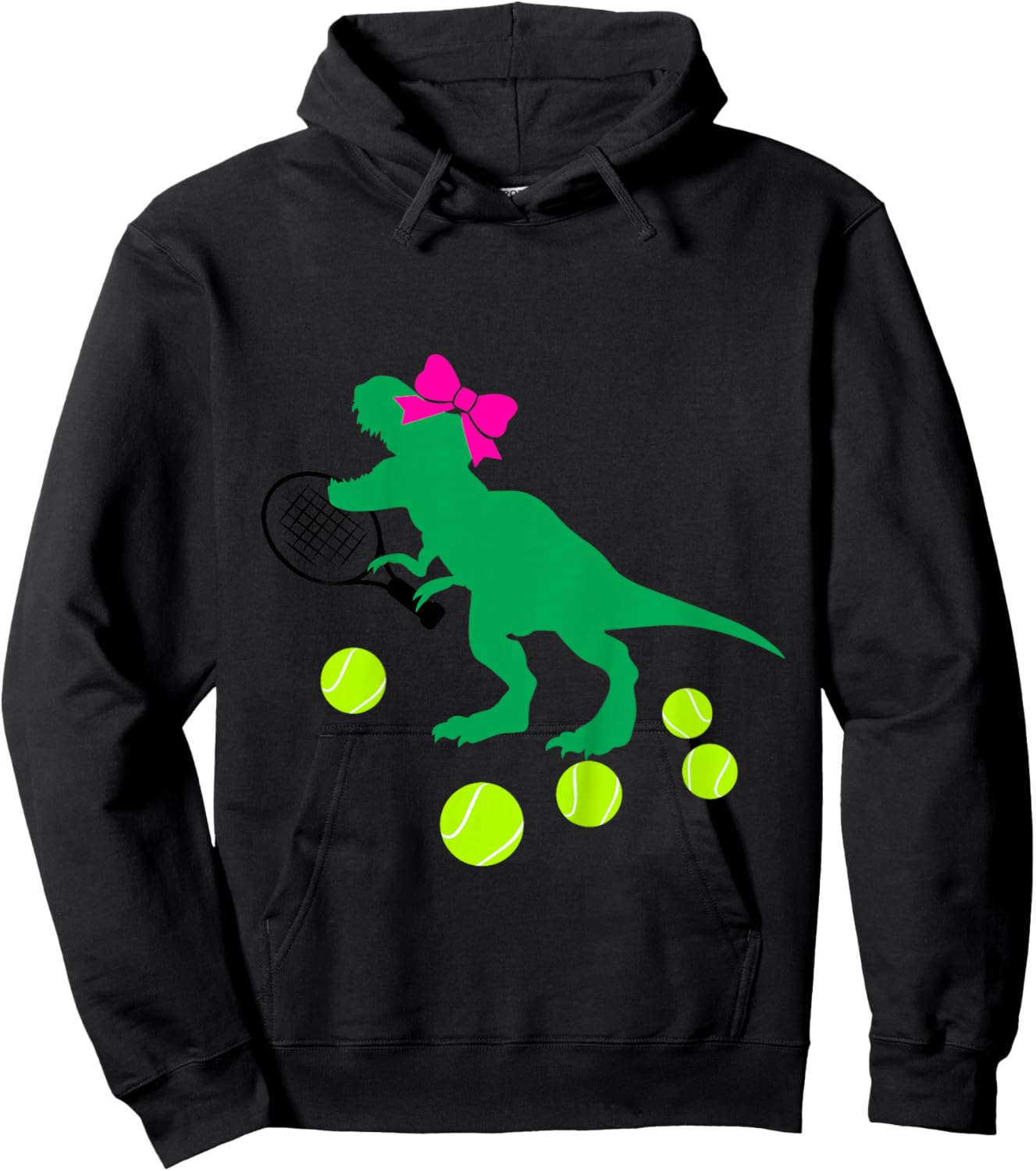Girls Tennis Dinosaur with Bow for Toddler and Baby Dino Hoodie - Hoodie | Black