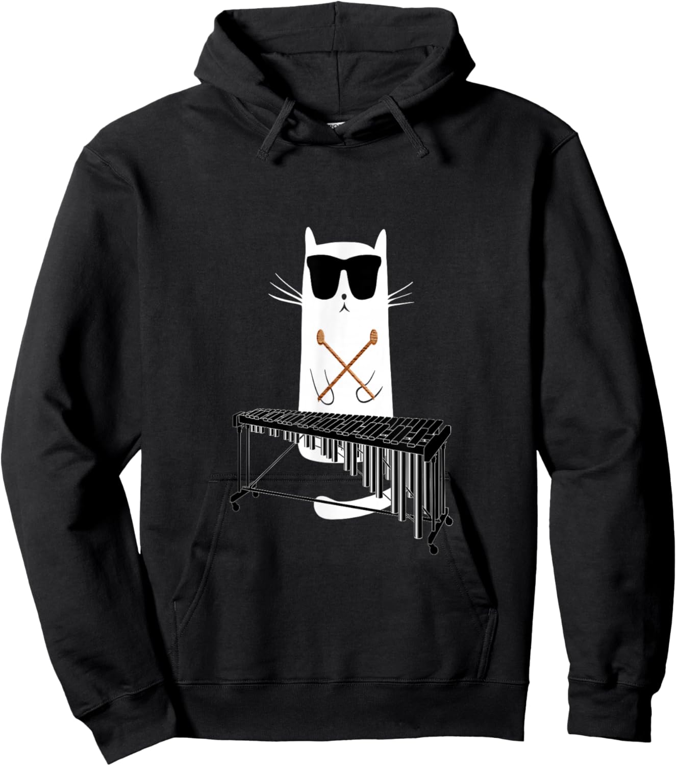 Funny Cat Wearing Sunglasses Playing Marimba Hoodie - Hoodie | Black