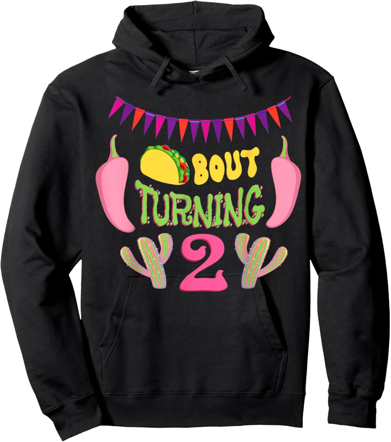 Taco Bout Turning 2nd Birthday Twosday Outfit Party Dos Kids Hoodie - Hoodie | Black