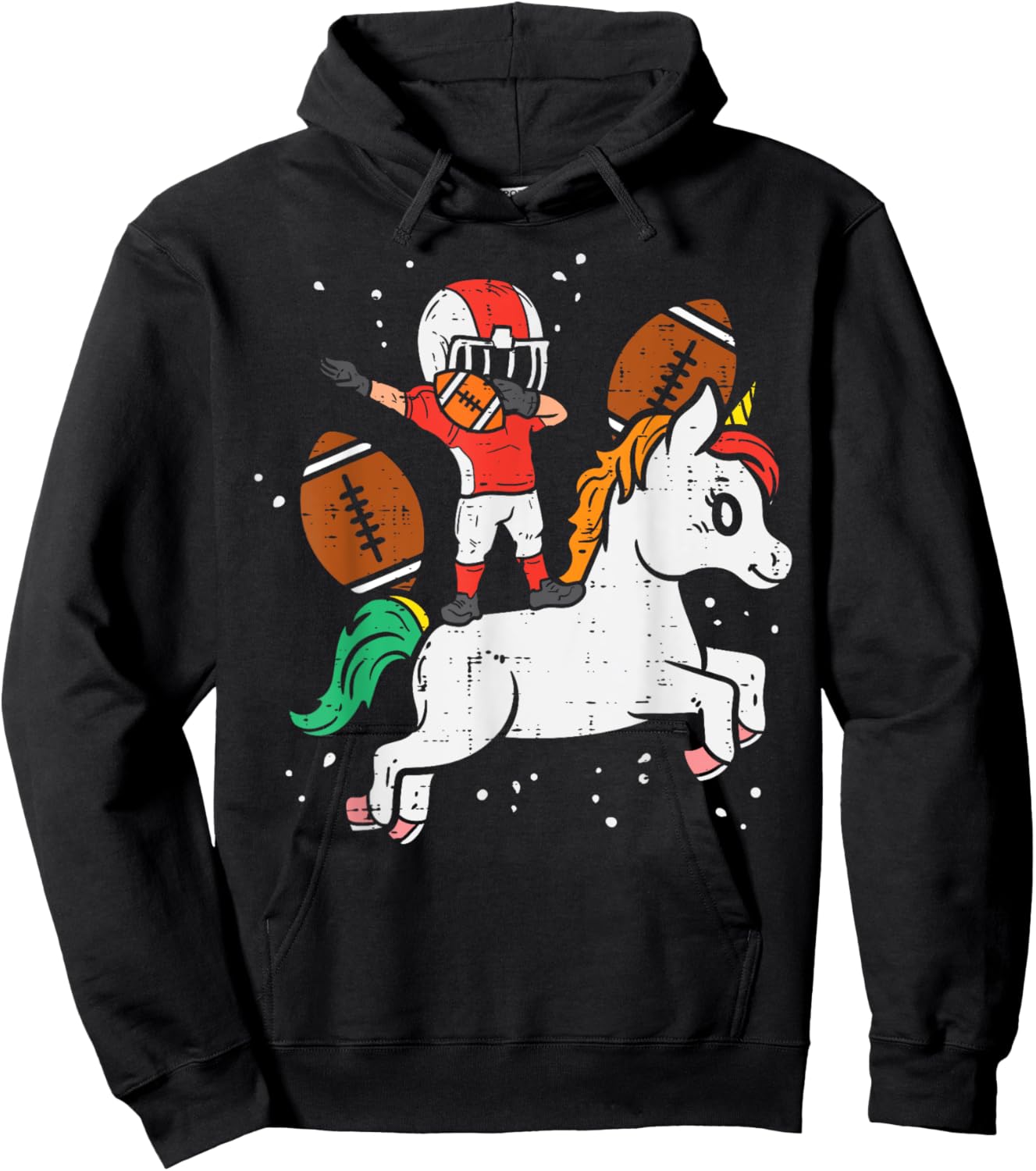 American Football Player Dab Unicorn Cute Sports Girls Kids Hoodie - Hoodie | Black