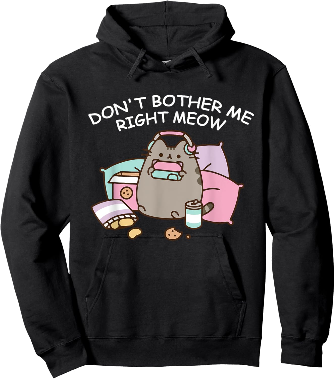 Don't Bother Me Right Meow, Funny Video Gamer and Cat Lover Women Girls Kids Hoodie - Hoodie | Black
