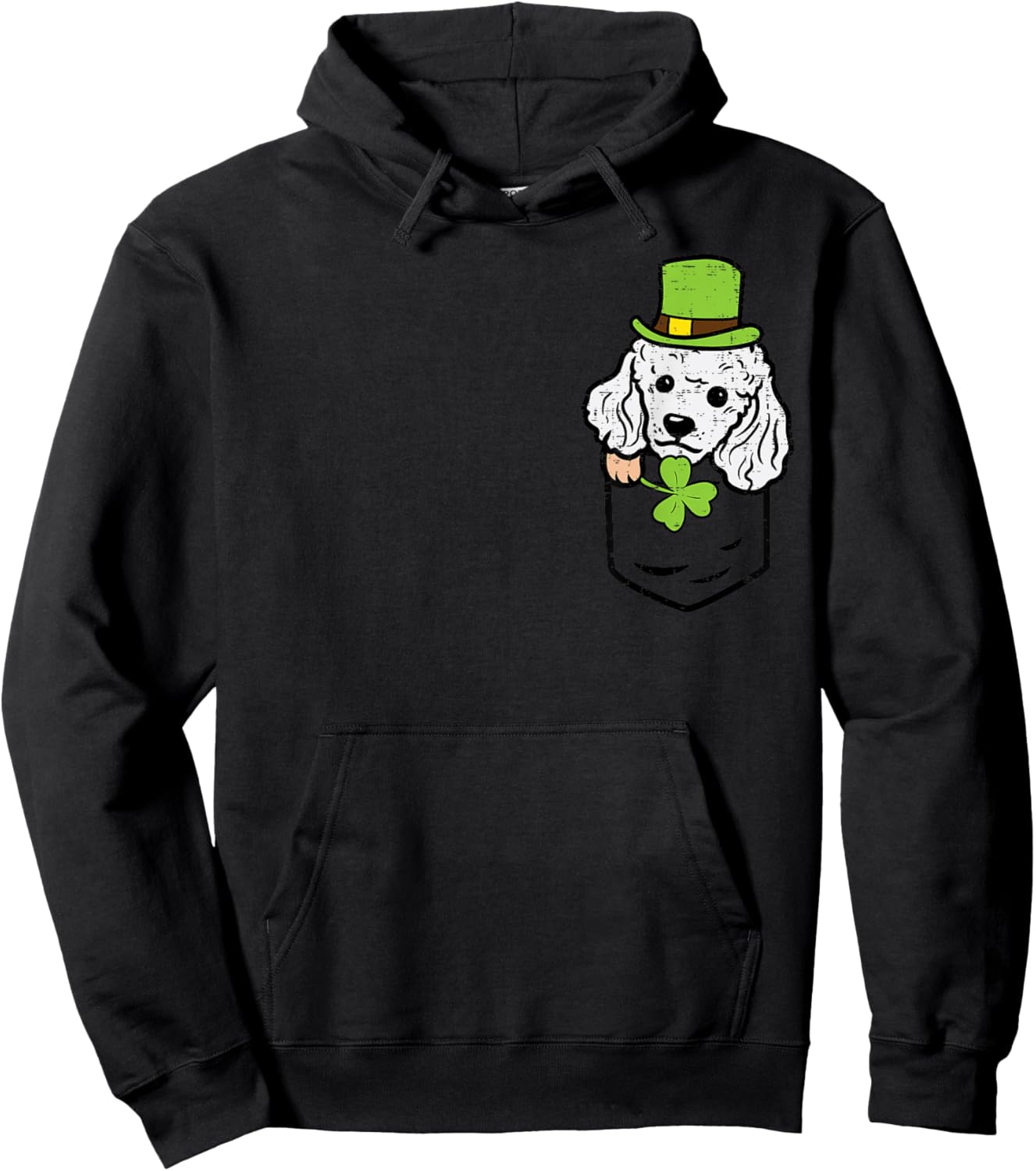 Irish Pocket Poodle Dog Saint Paddys St Patricks Day Women Hoodie - Hoodie | Black