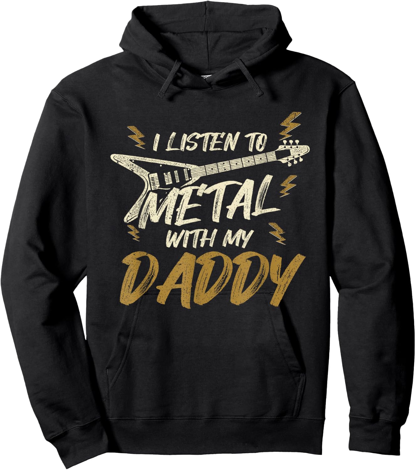 Heavy Metal Kids Listen With My Daddy Rock Music Hoodie - Hoodie | Black