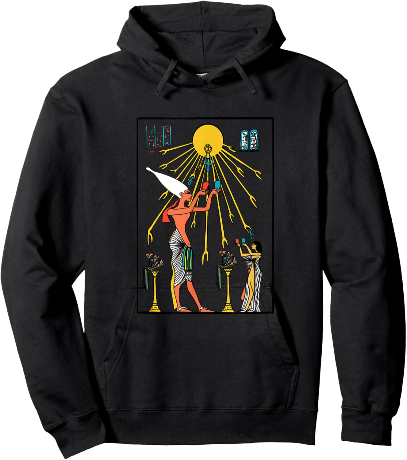 King of Egypt hieroglyph pyramids, priest Ra, Aten Hoodie - Hoodie | Black