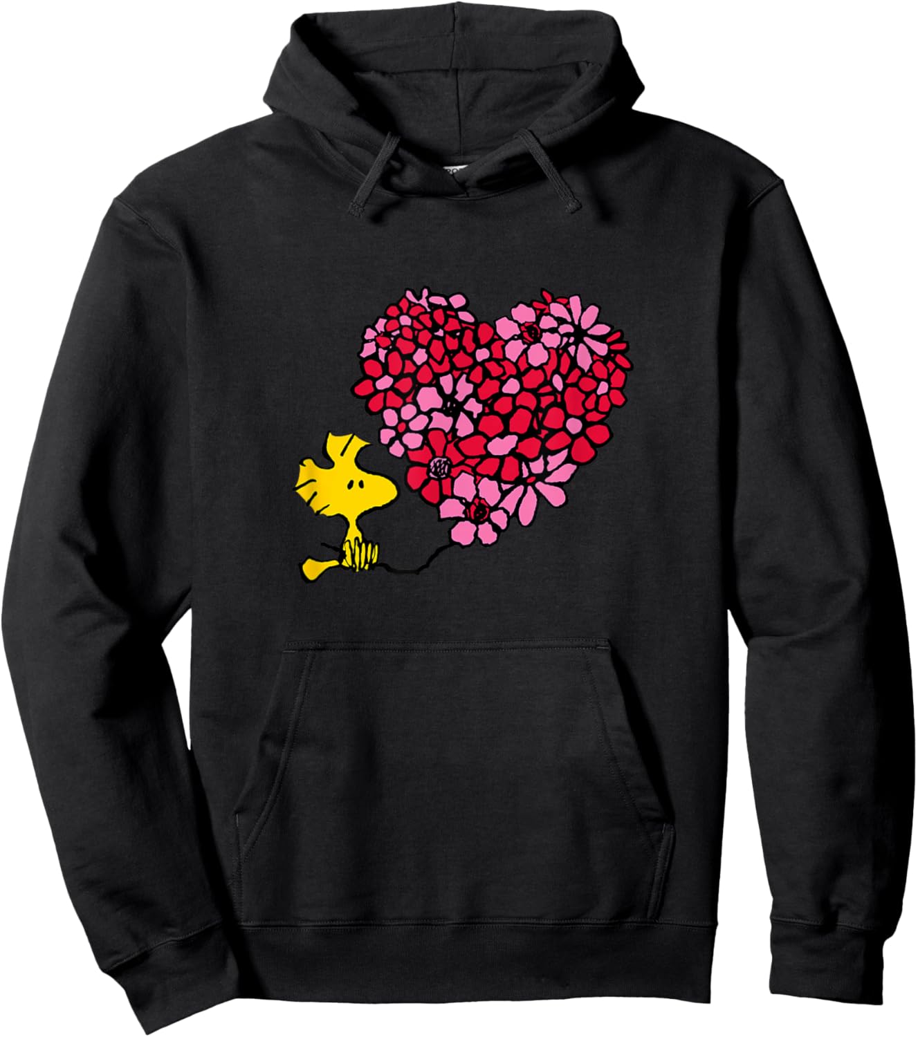Peanuts - Valentines - Woodstock Floral Heart Hoodie - Hoodie | Black