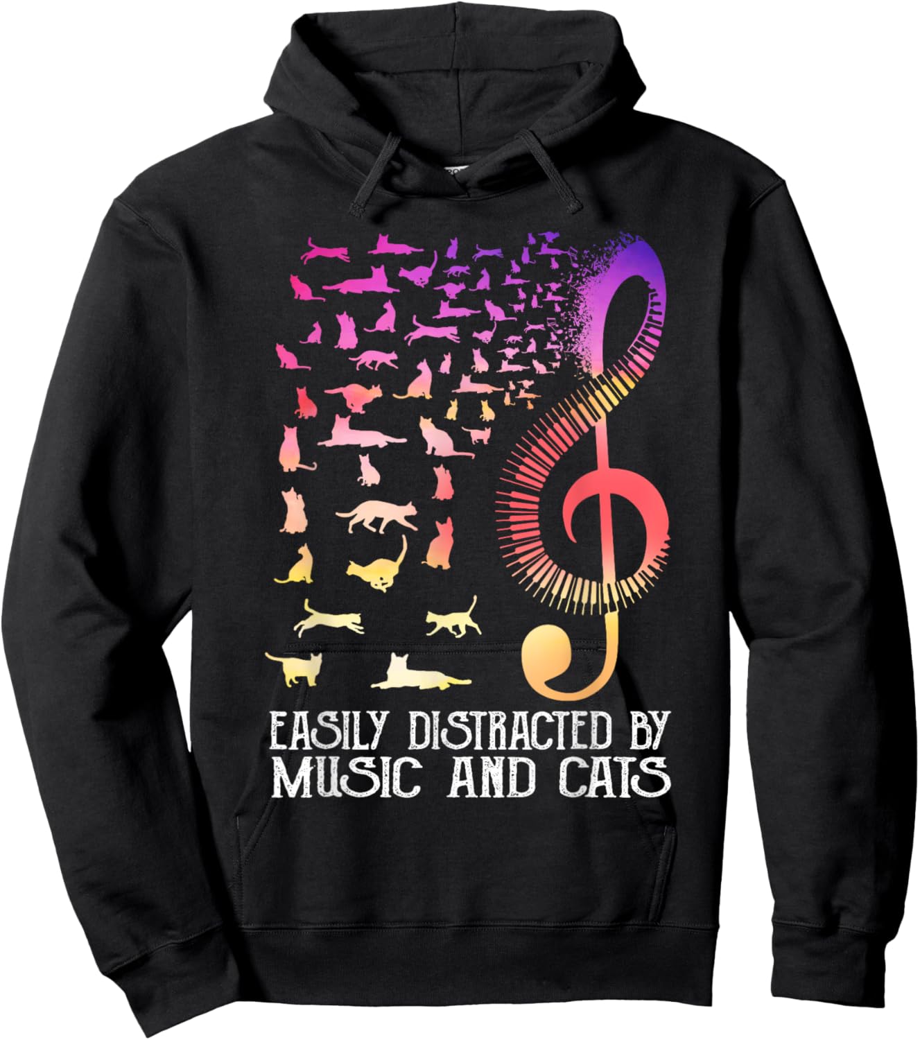 Easily distracted by music and cats for book lovers Hoodie - Hoodie | Black