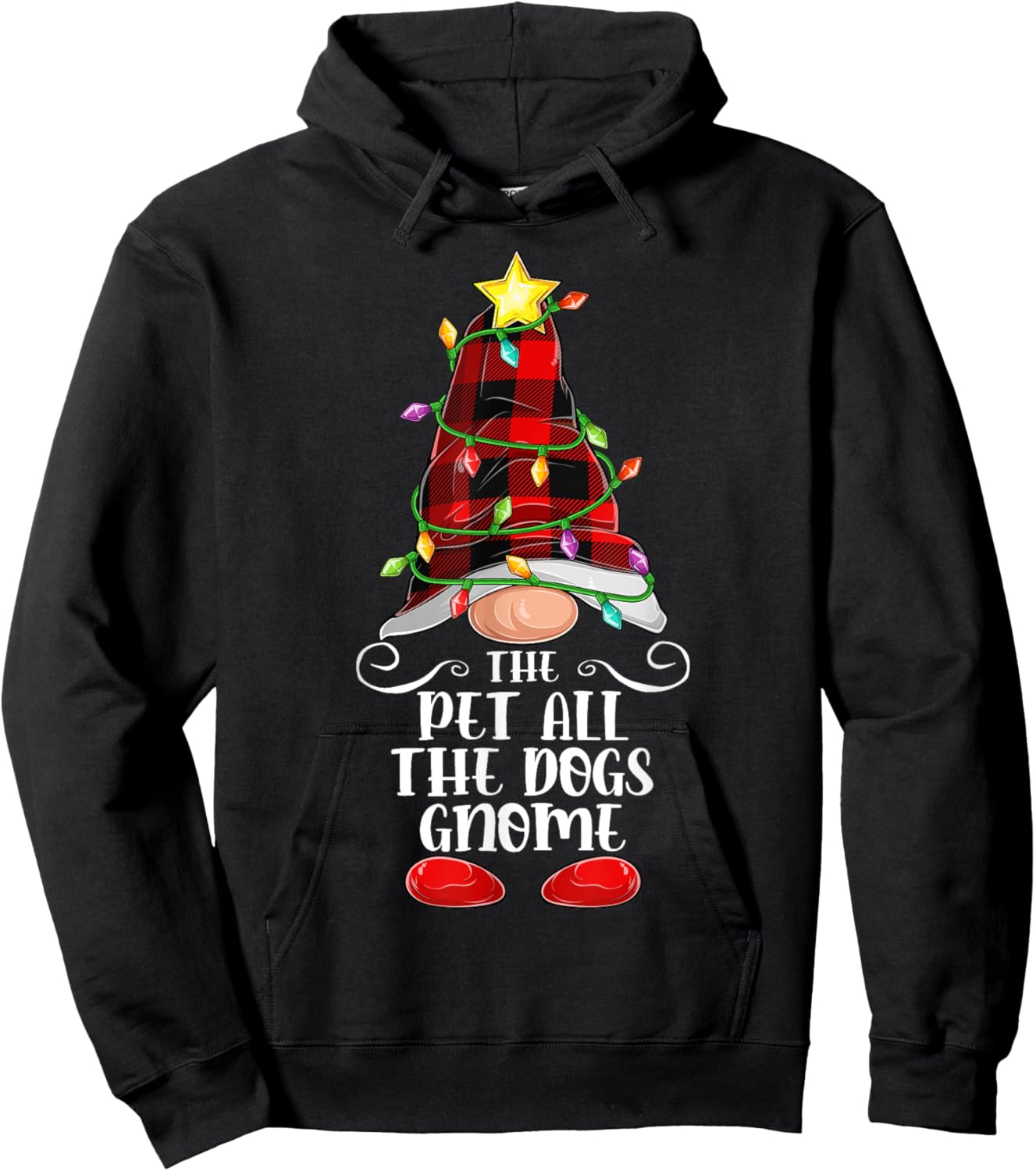 The Pet All The Dogs Gnome Matching Family Group Christmas Hoodie - Hoodie | Black