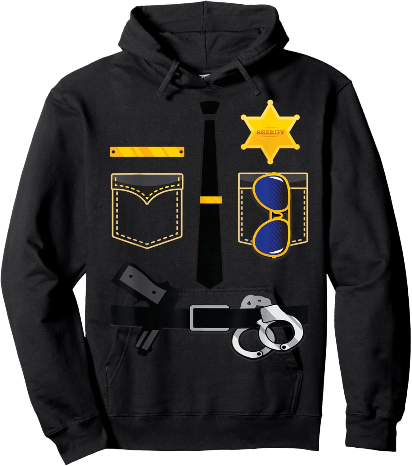 Police Sheriff Uniform Funny Halloween Costume Kids Boys Men Hoodie - Hoodie | Black