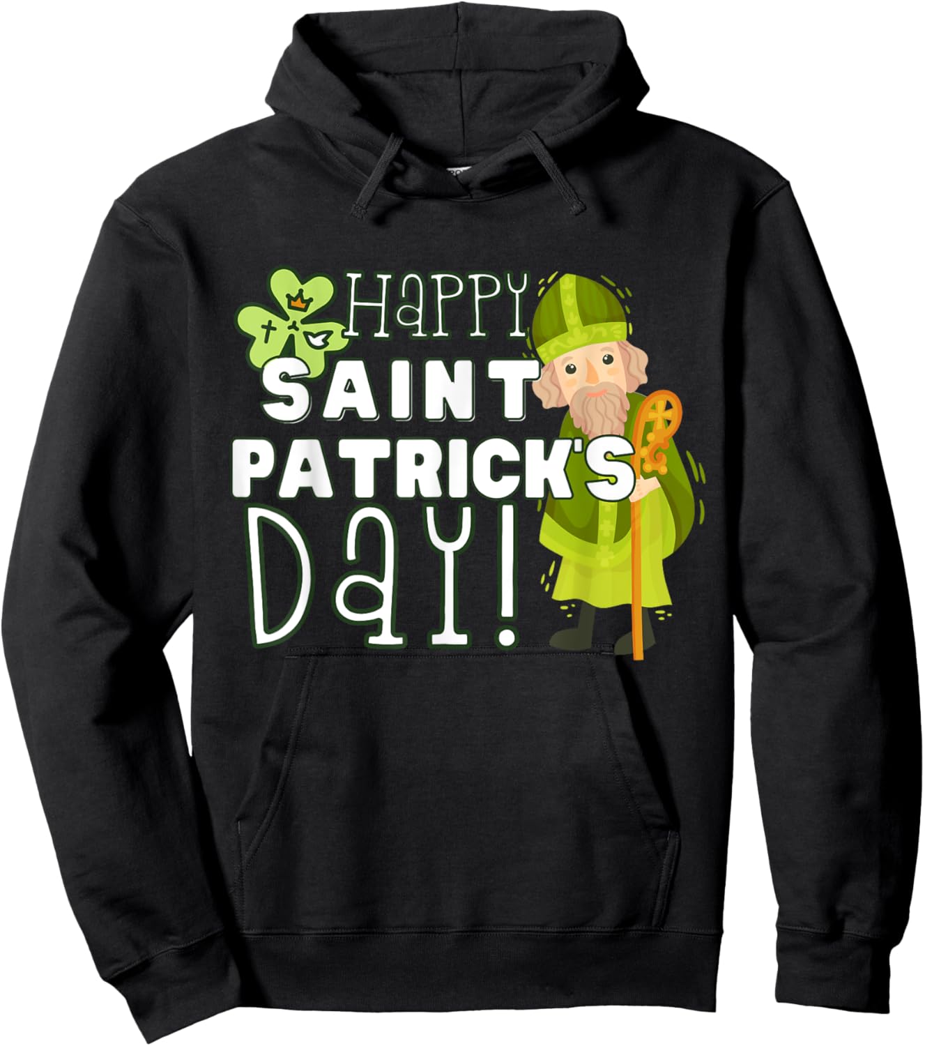 Happy St Patrick's Day Catholic Saint Ireland Girl Boy Kid Hoodie - Hoodie | Black