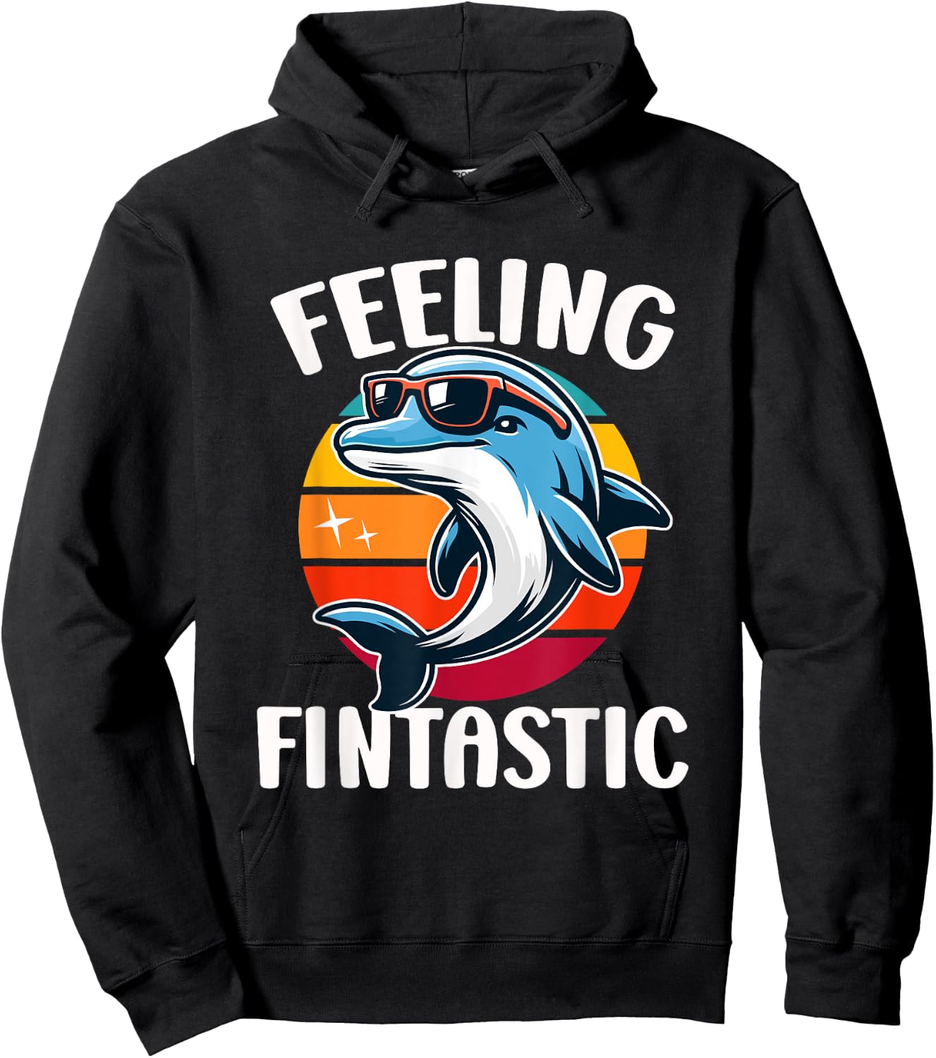 Feeling Fintastic Funny Dolphin Kids Ocean Marine Wildlife Hoodie - Hoodie | Black