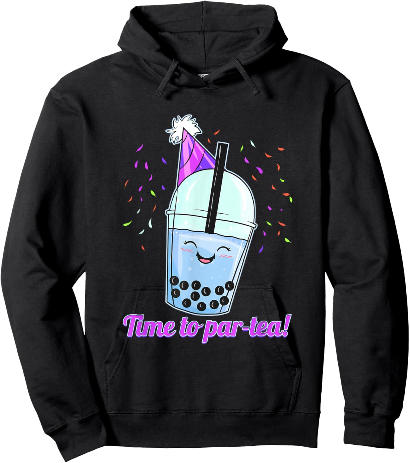 Time To Par-Tea! Fun Bubble Tea Party Design Hoodie - Hoodie | Black