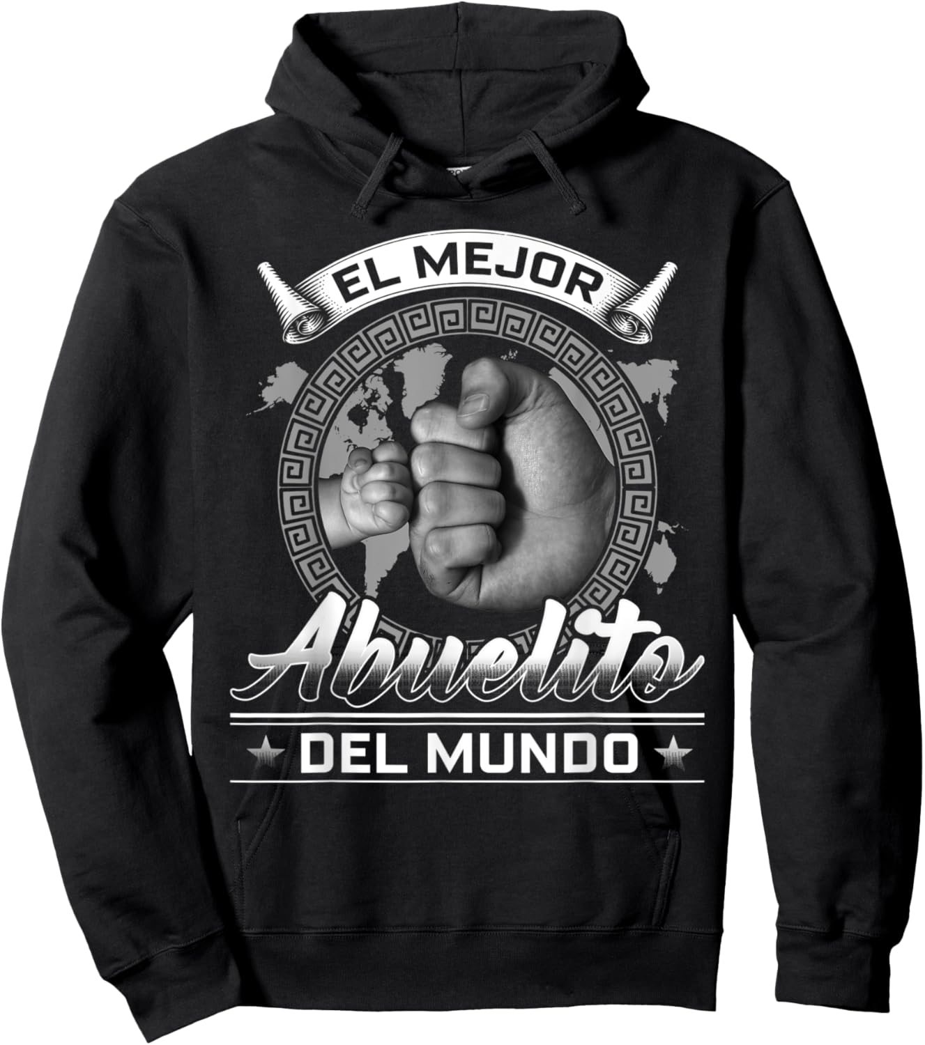 El Mejor Abuelito Del Mundo Men American Flag Decor Grandpa Hoodie - Hoodie | Black