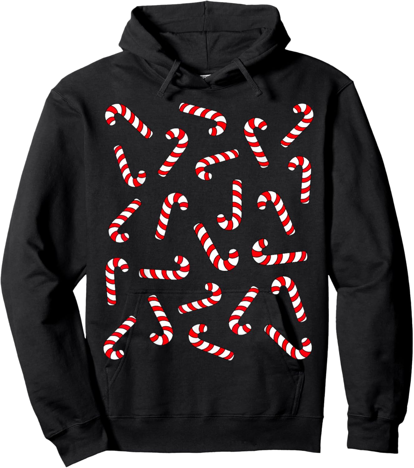 Christmas Candy Cane Shirt Kids Candy Canes Pajamas Family Hoodie - Hoodie | Black