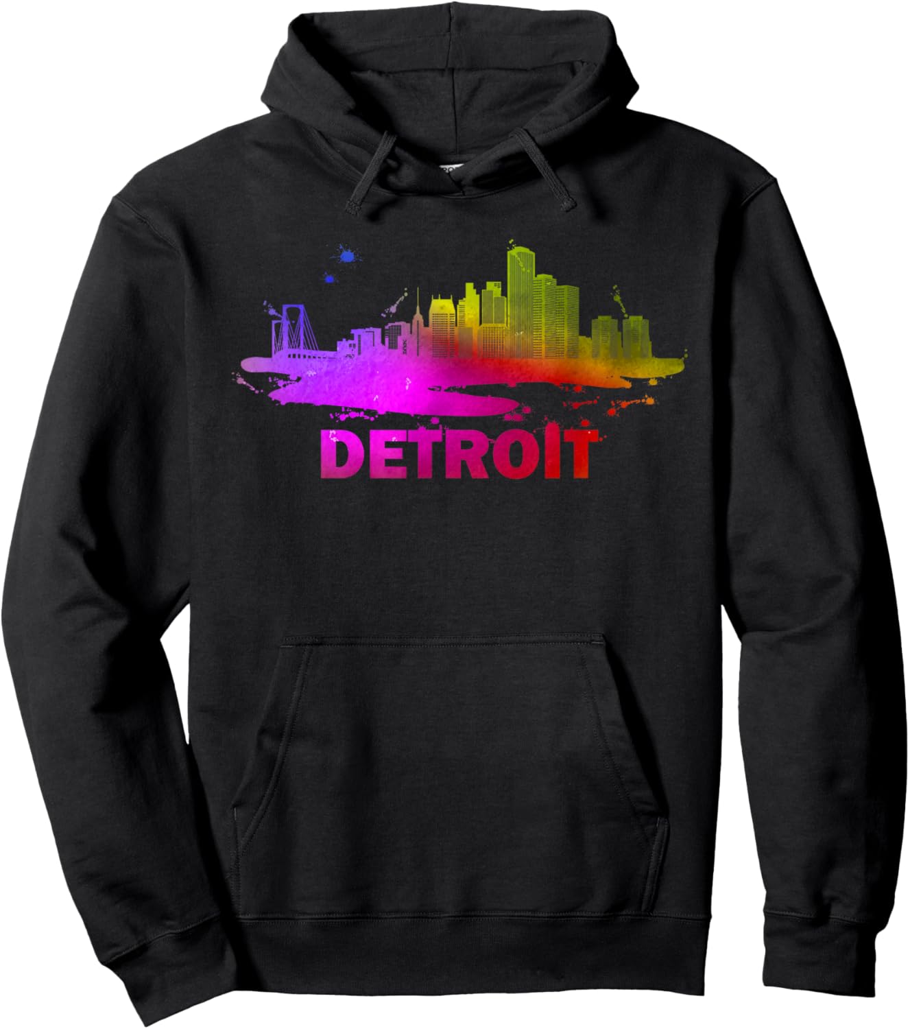 Colorful Detroit Cityscape Souvenir - Detroit Skyline Hoodie - Hoodie | Black