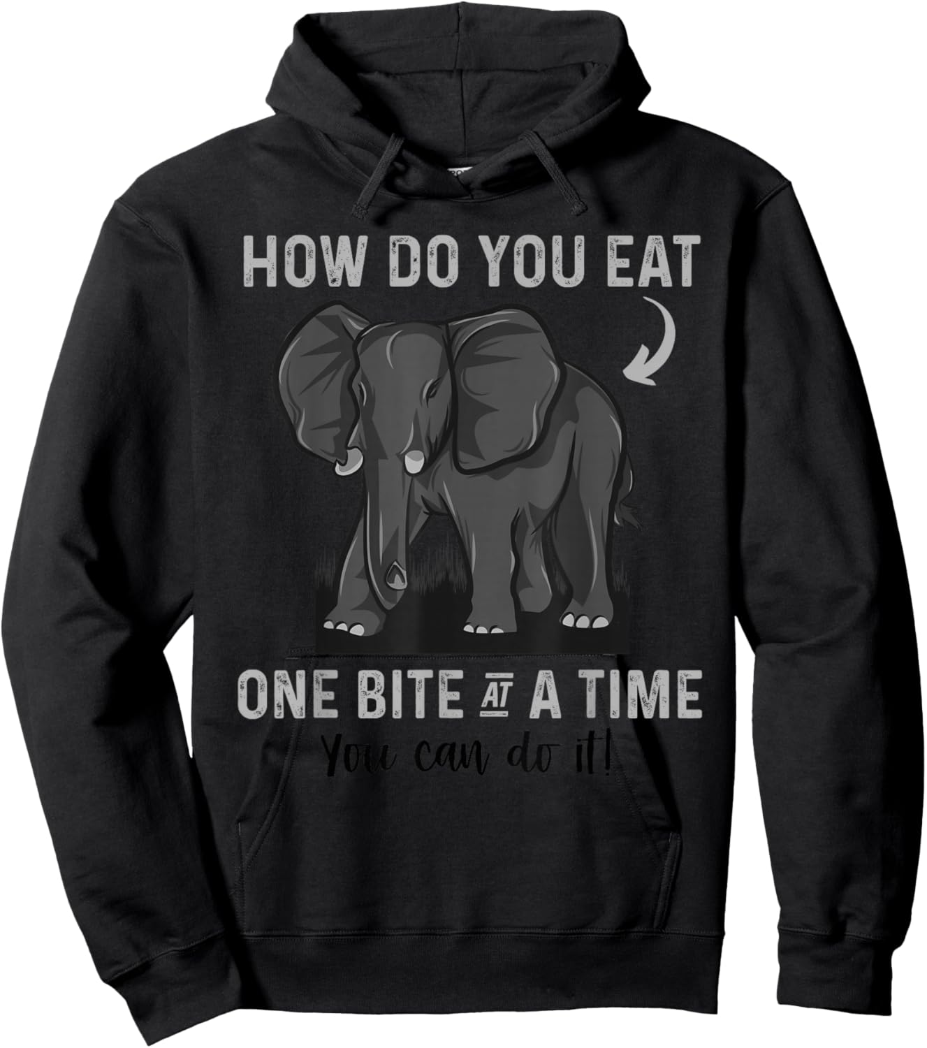 Graduation Apparel How To Eat Elephant One Bite At A Time Hoodie - Hoodie | Black
