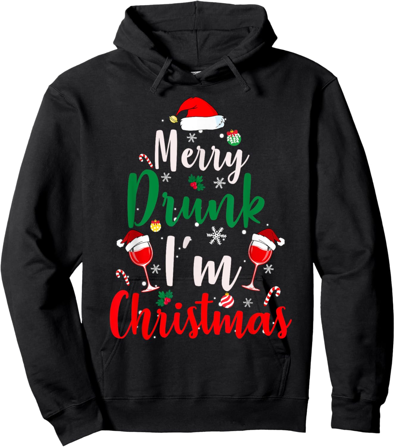 Merry Drunk I'm Christmas Funny Santa Joke Xmas Beer Lover Hoodie - Hoodie | Black