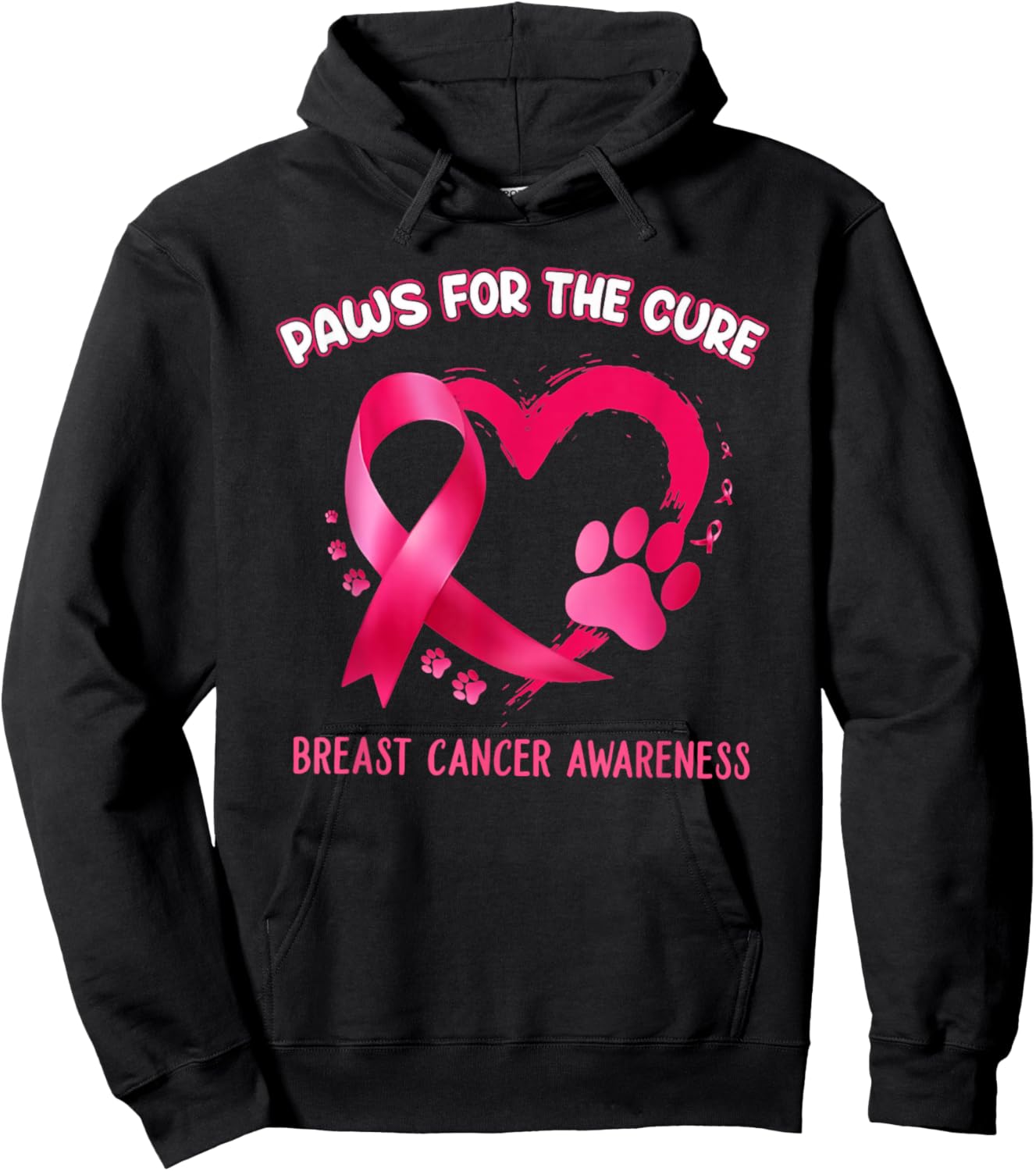 Paws for the cure breast cancer awareness Hoodie - Hoodie | Black
