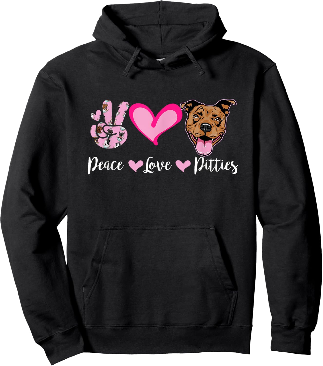 Peace Love Pitties Puppy Dog Mom Lady Pitbull Lover Hoodie - Hoodie | Black