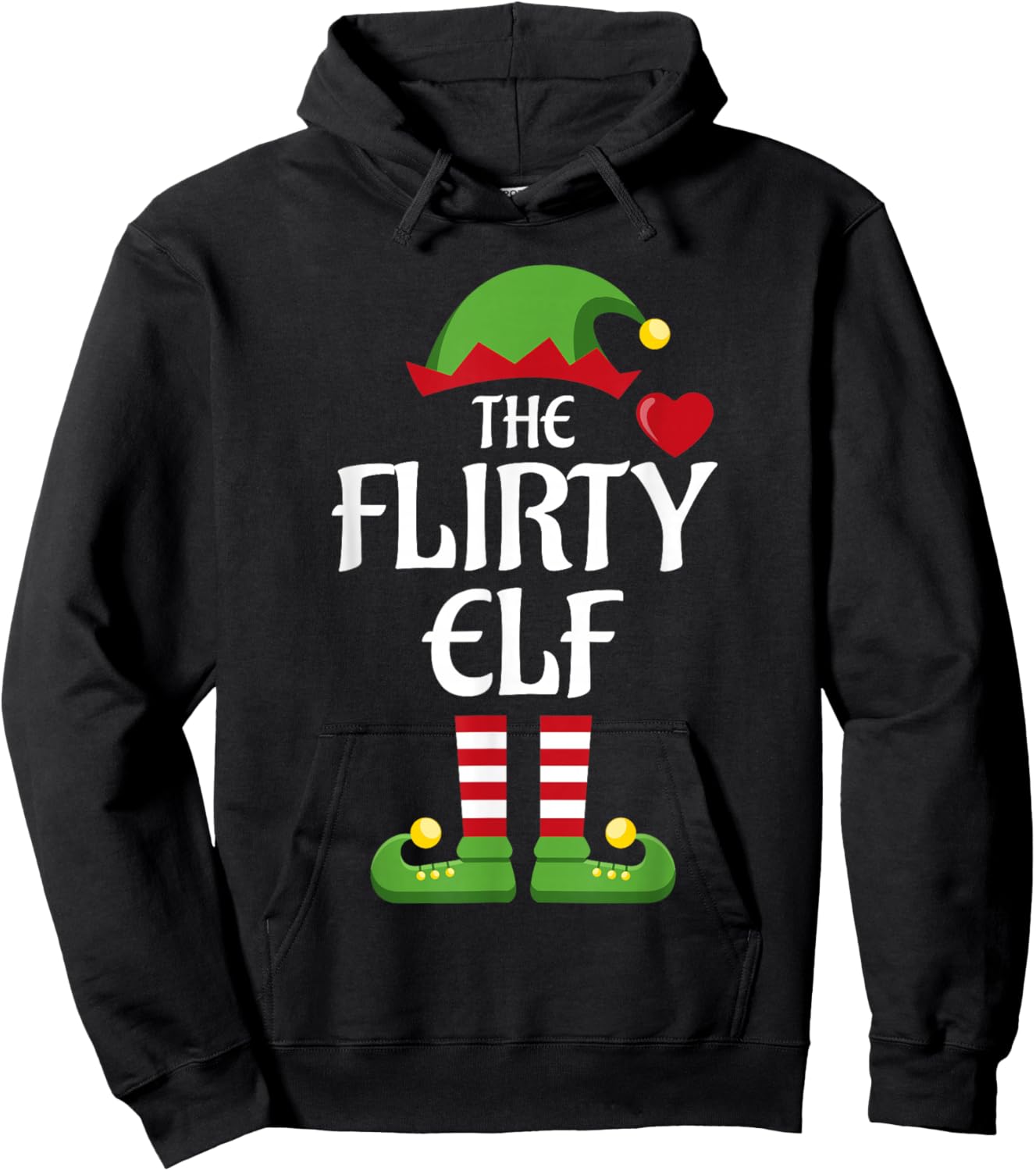 Flirty Elf Family Matching Group Christmas Hoodie - Hoodie | Black