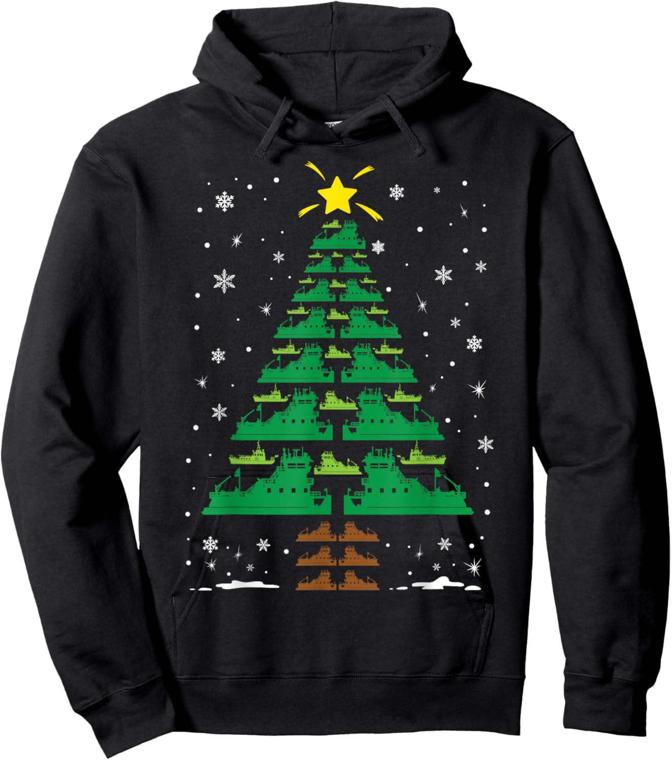 Towboater Towboat Crew Holiday Group Matching Christmas Tree Hoodie - Hoodie | Black
