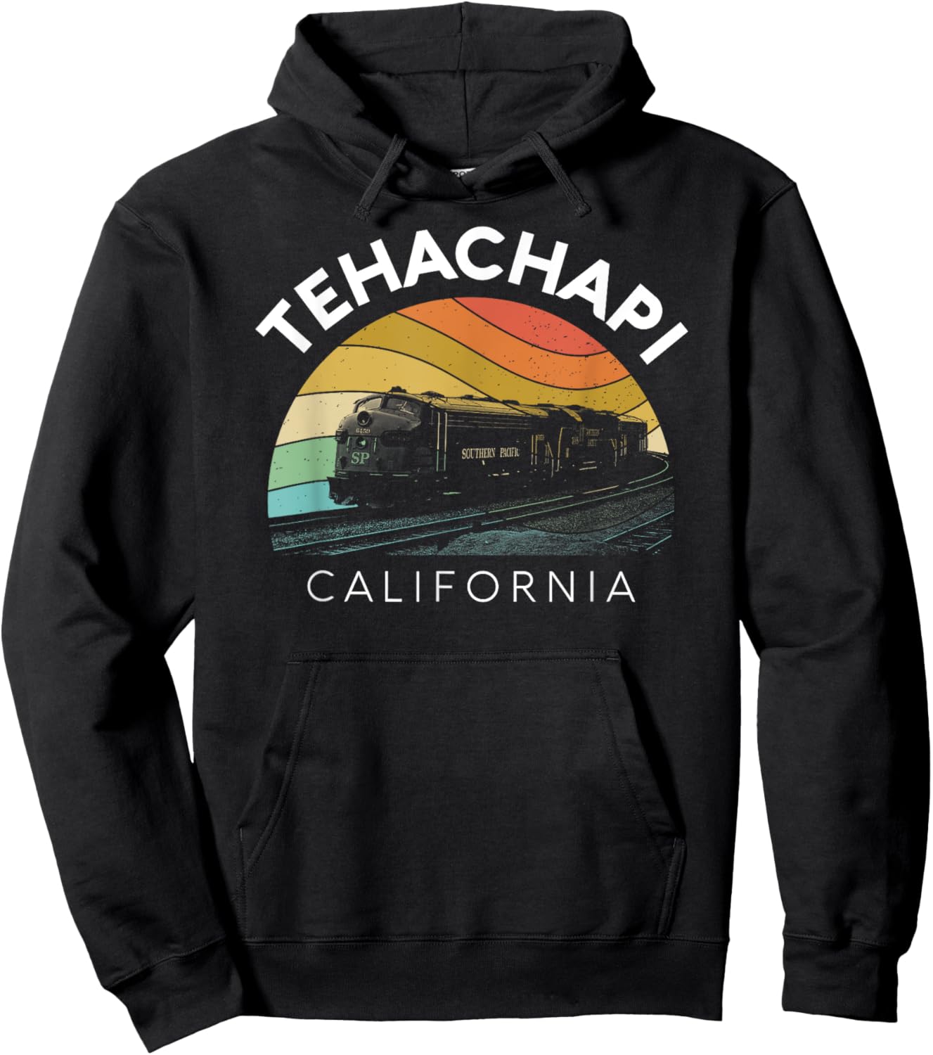 Tehachapi California Mountains Retro Railroad Loop Kern Camp Hoodie - Hoodie | Black
